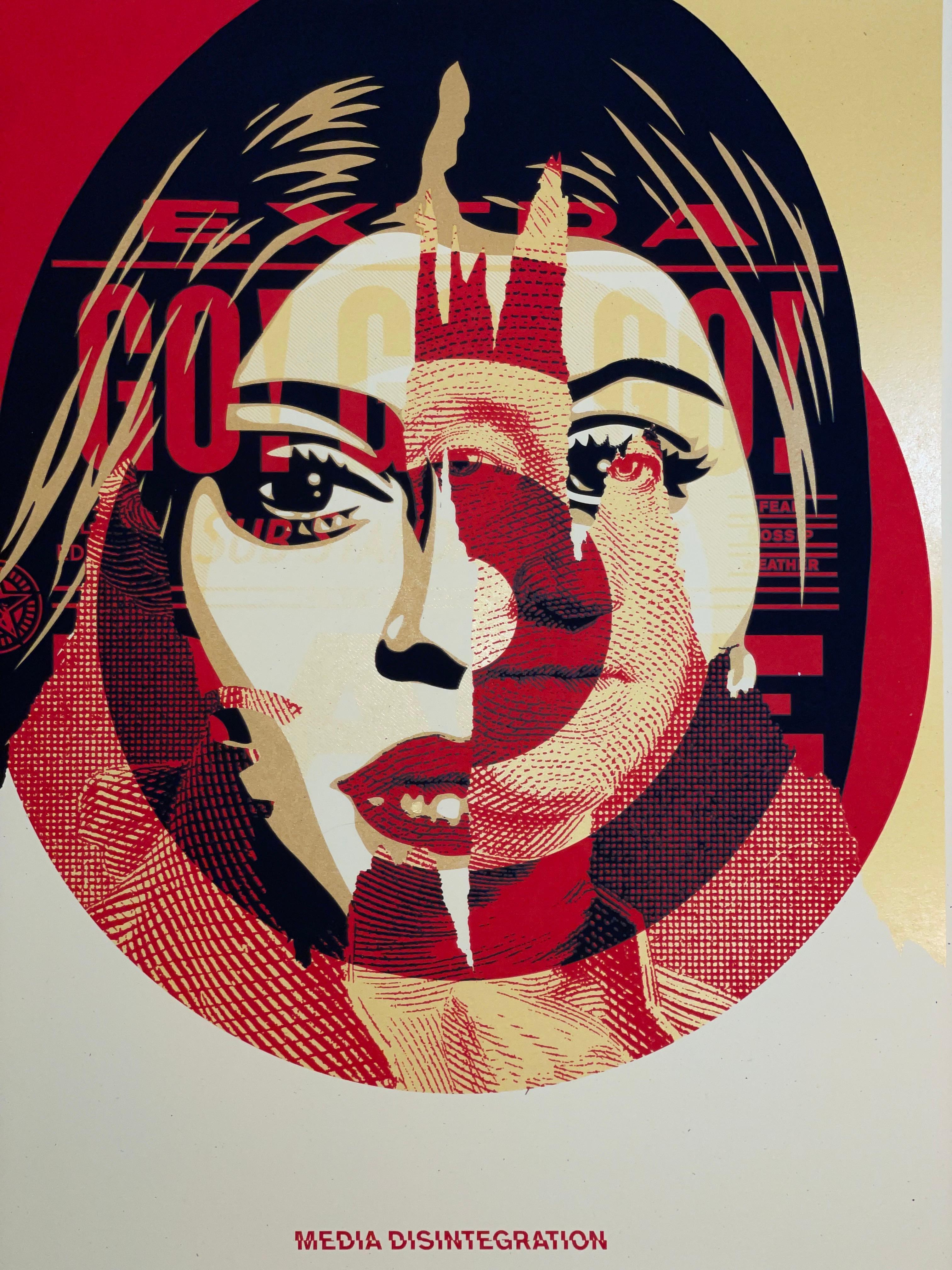 Edition Details:
Year:	2016
Class:	Art Print
Status:	Official
Released:	10/04/16
Run:	450
Technique:	Screen Print
Paper:	Cream Speckle Tone with Gold Leaf
Size:	18 X 24
Markings:	Signed & Numbered in pencil by the Artist Shepard Fairey.

Numbered