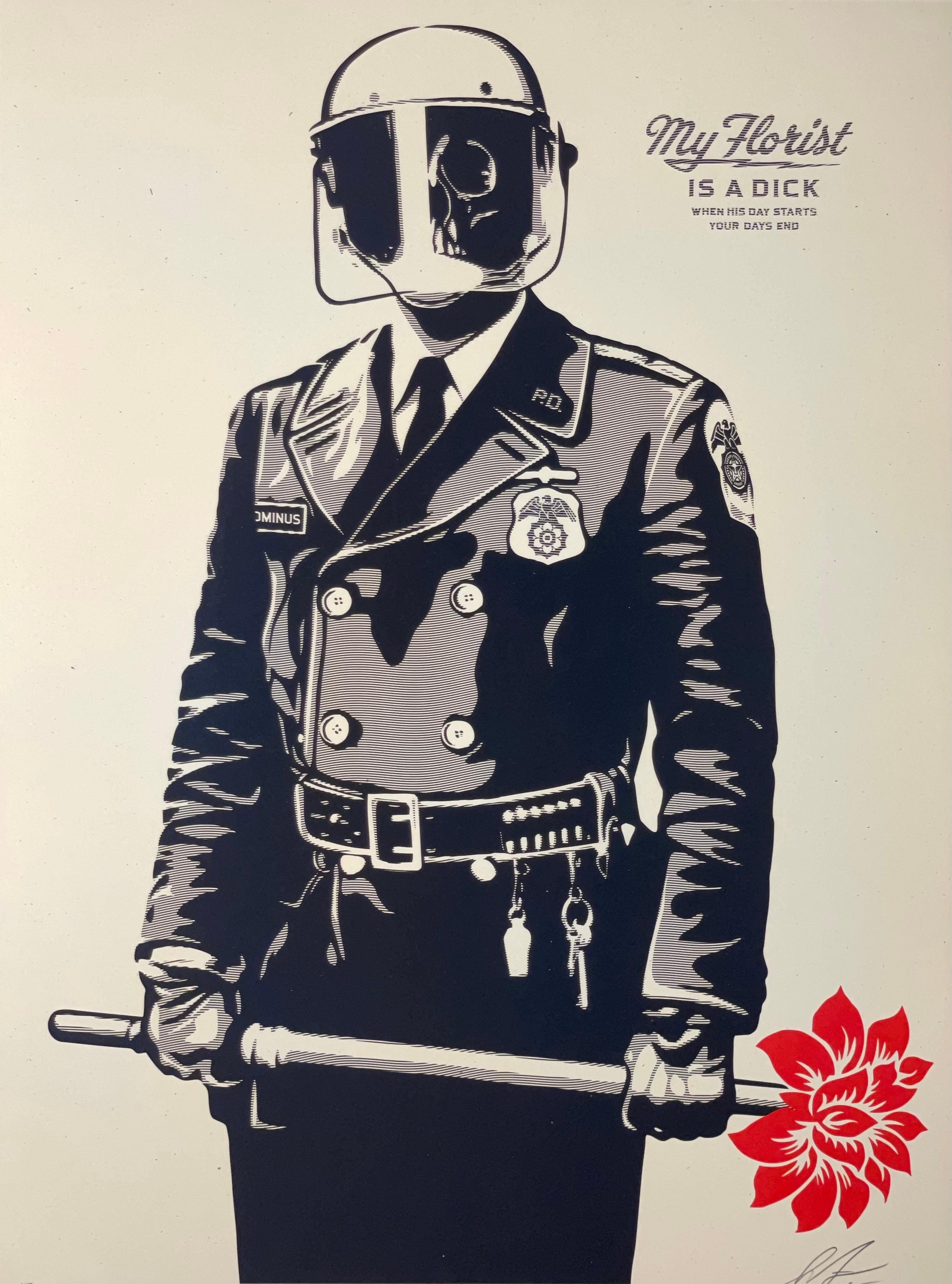 Shepard Fairey My Florist Is A DICK Print Obey Giant Police Urban Street Art  For Sale 3