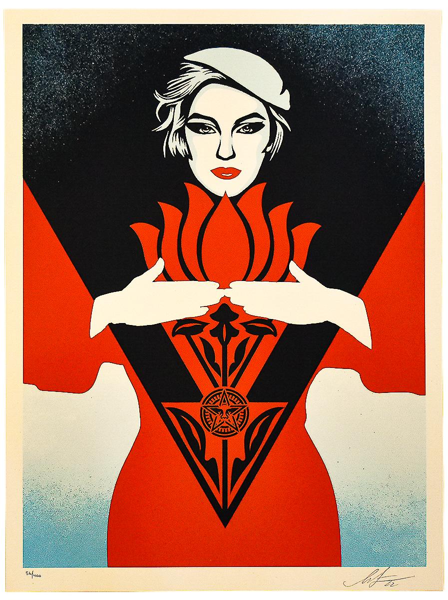 SHEPARD FAIREY Noir Flower Woman (Red) - Print by Shepard Fairey