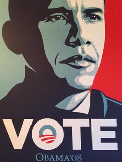 Shepard Fairey Obama Vote 2008 Campaign Print Artist's For Obama Arte político