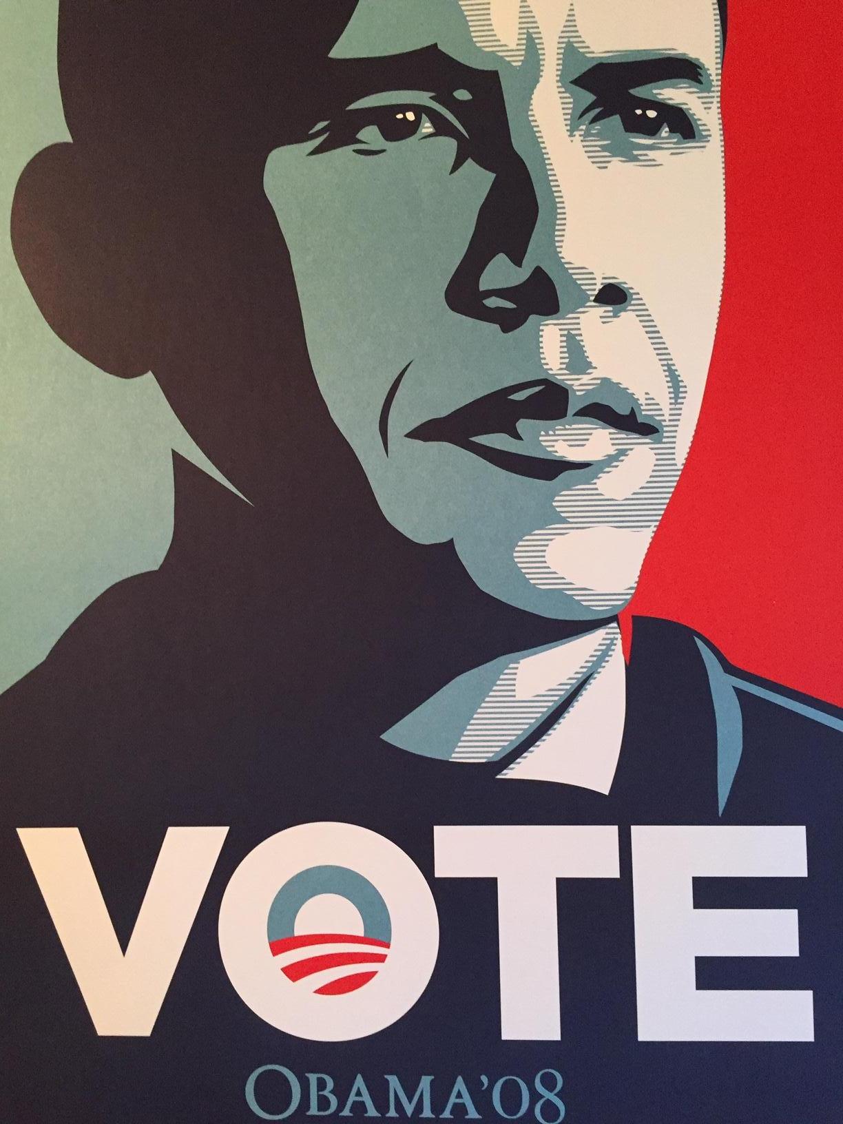 Shepard Fairey Obama Vote 2008 Campaign Print Artist's For Obama Political Art 1