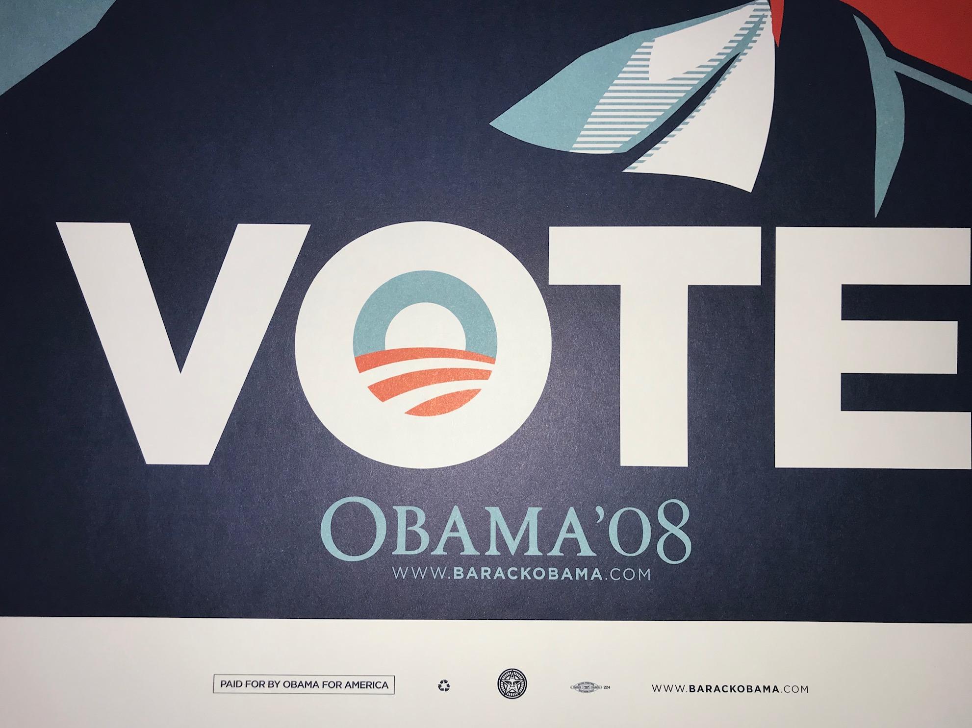 Shepard Fairey Obama Vote 2008 Campaign Print Artist's For Obama Political Art 2