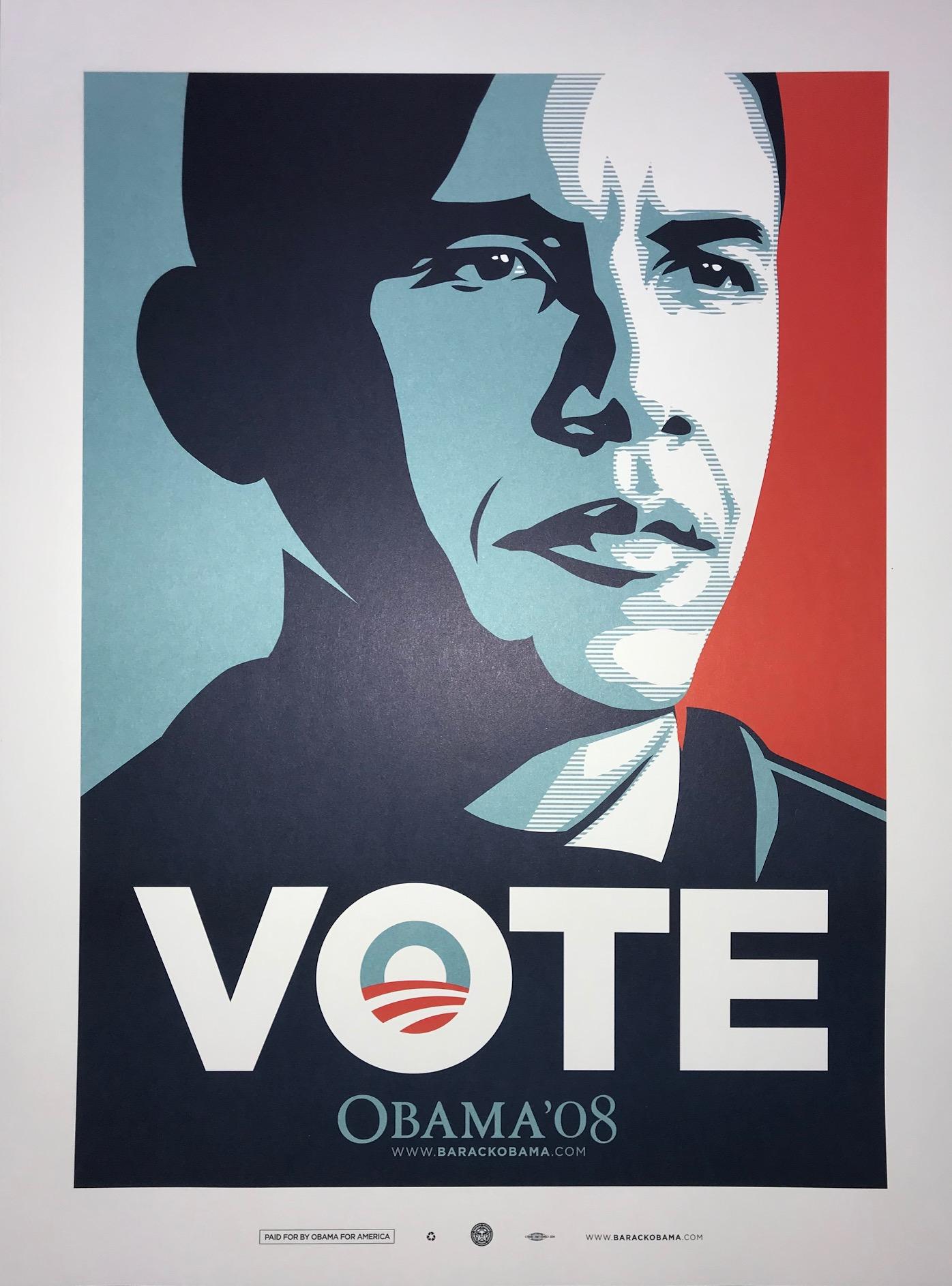 Shepard Fairey Obama Vote 2008 Campaign Print Artist's For Obama Political Art