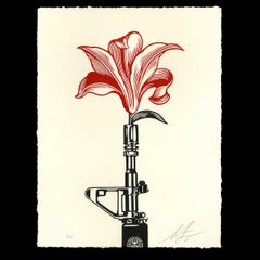 Shepard Fairey OBEY AK-47 LOTUS & AR-15 LILY Signed & Numbered Vietnam War Print