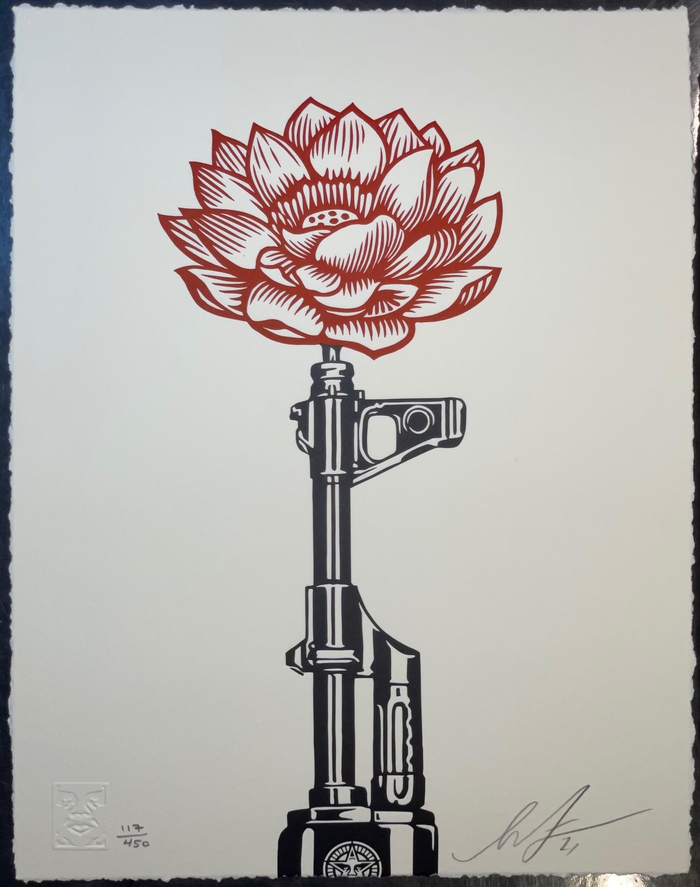 Shepard Fairey OBEY AK-47 LOTUS & AR-15 LILY Signed & Numbered Vietnam War Print 4