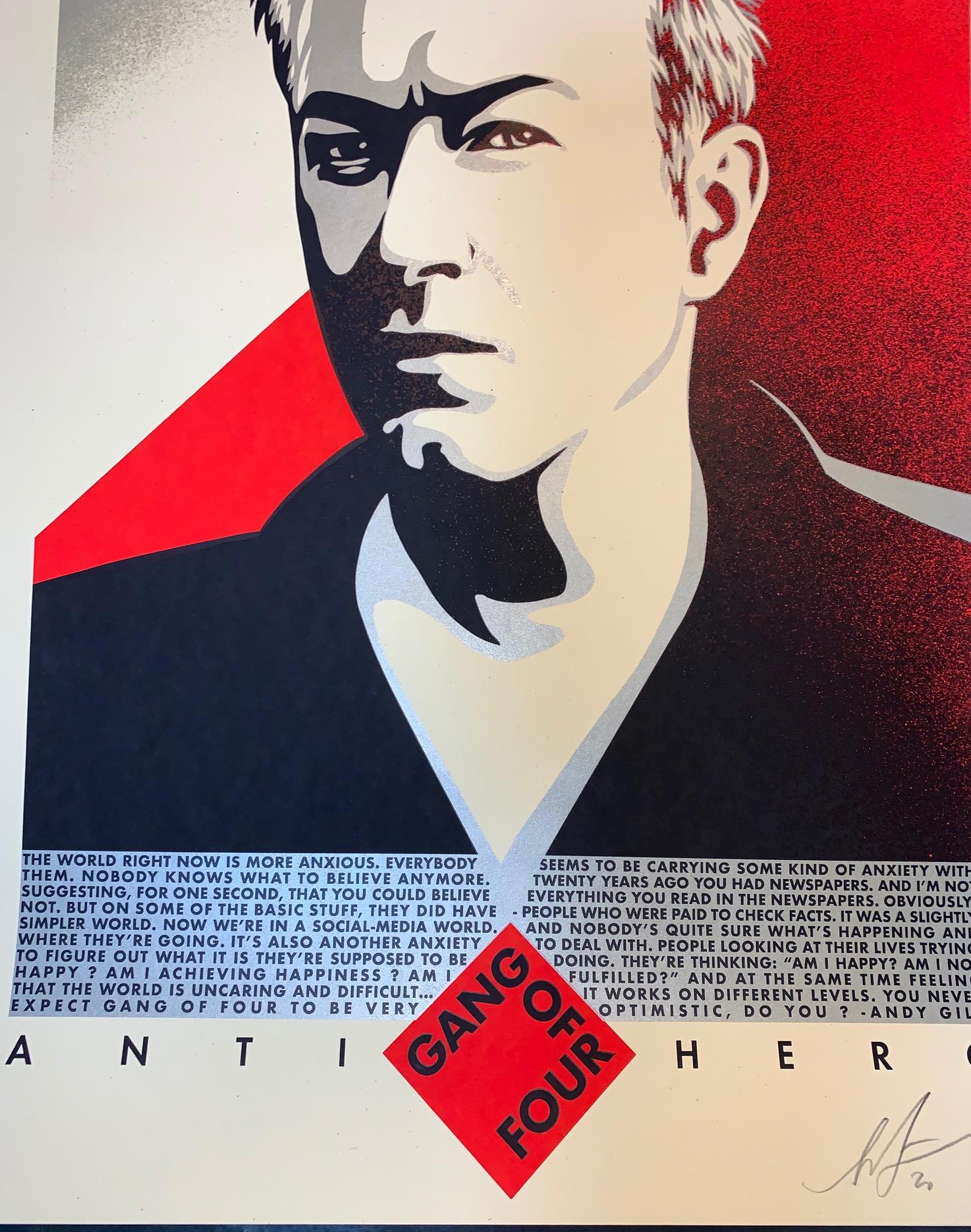 Shepard Fairey Obey Giant Andy Gill Anti Hero Art Print Signiert XX/400 Gang Of 4 im Angebot 1