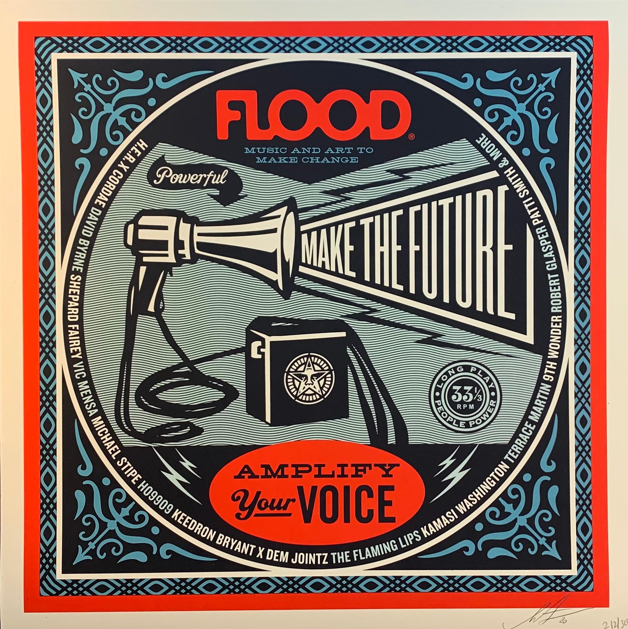 Shepard Fairey Obey Giant Flood Zeitschriftendruck Musik Amplify Your Voice Politic  im Angebot 1