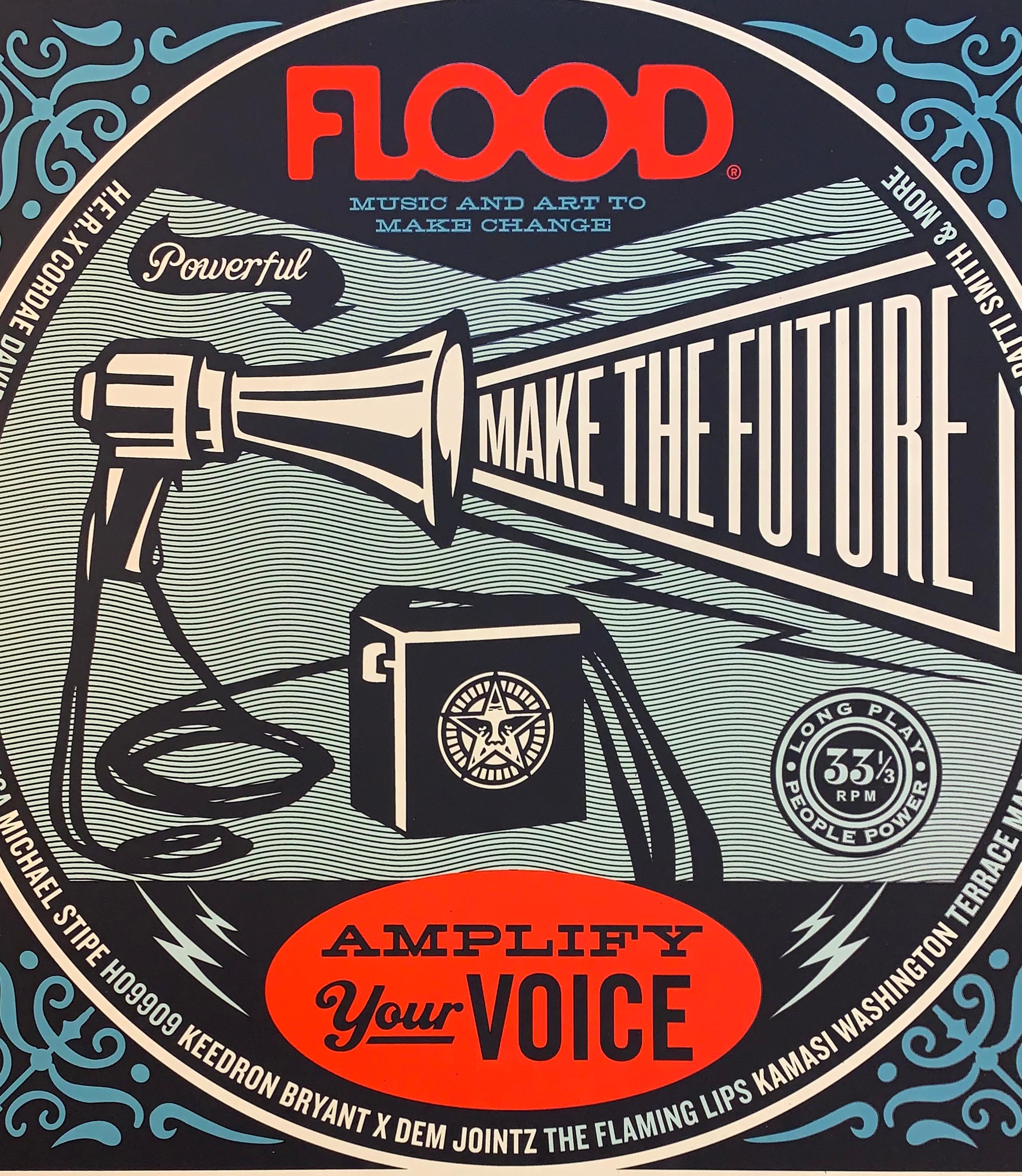 Shepard Fairey Obey Giant Flood Magazine Print Music Amplify Your Voice Politic  For Sale 3