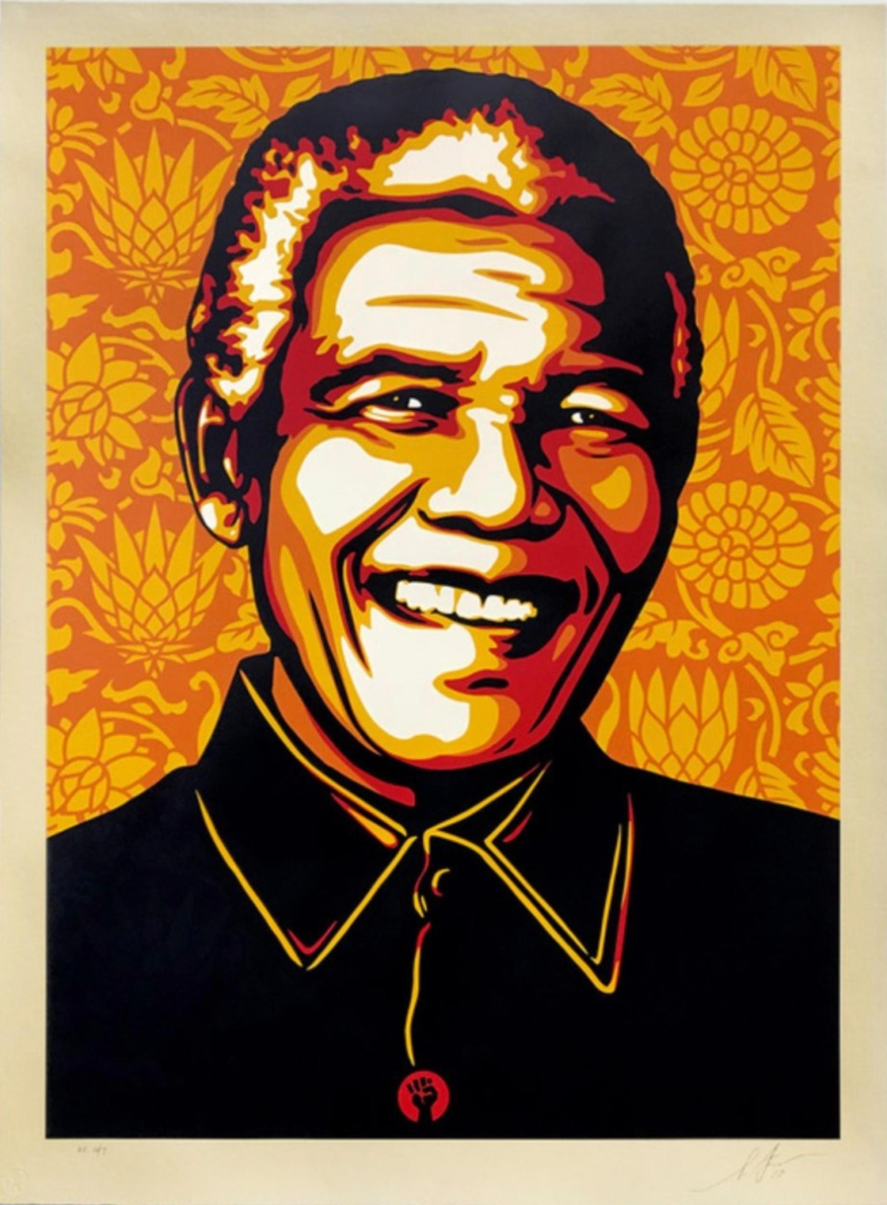Shepard Fairey - Obey Giant - Mandela - Orange -  Art urbain graffiti 