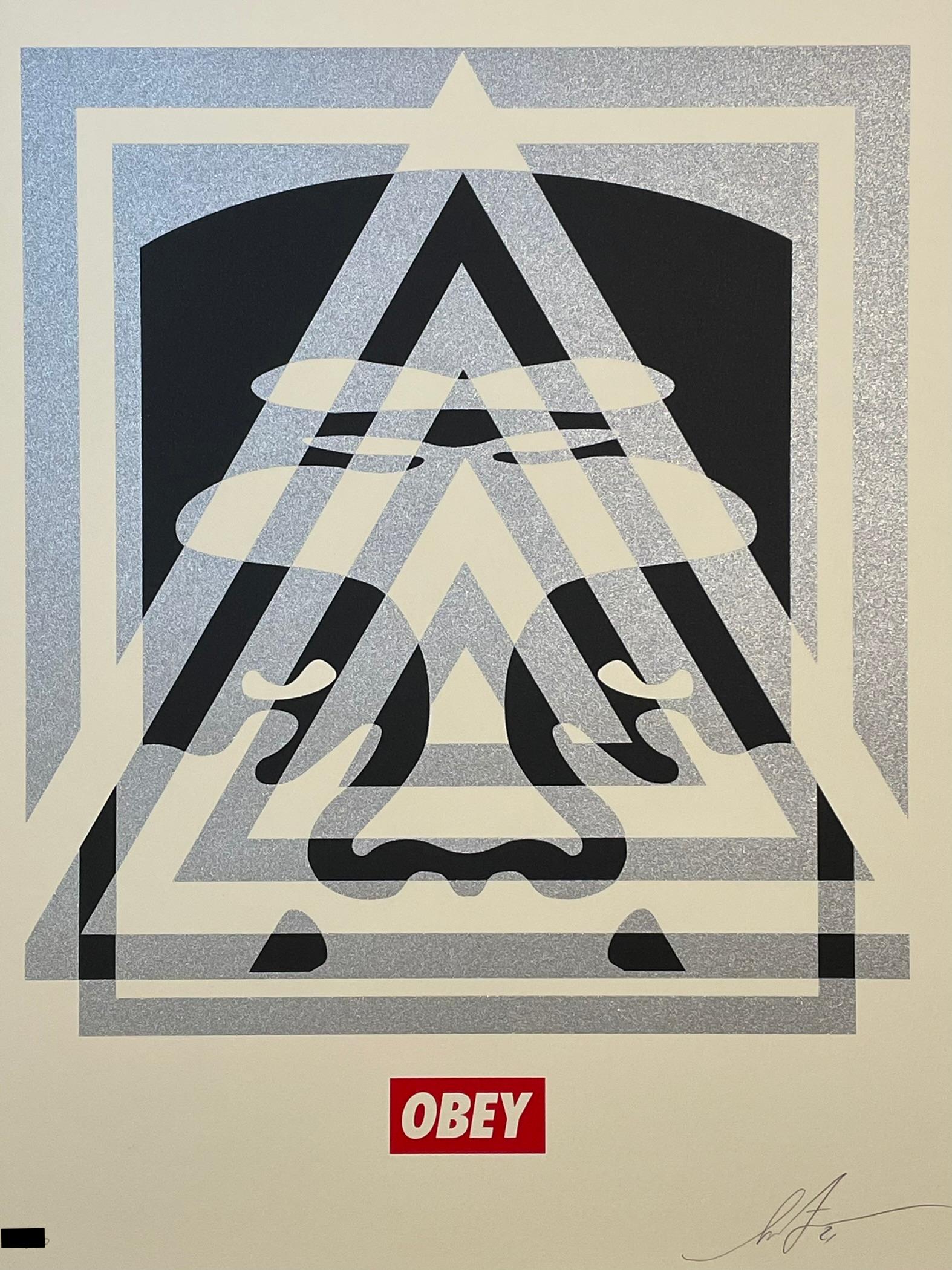 Shepard Fairey Obey Giant Pyramid Top Icon Face Letter Press Screen Print Street For Sale 1