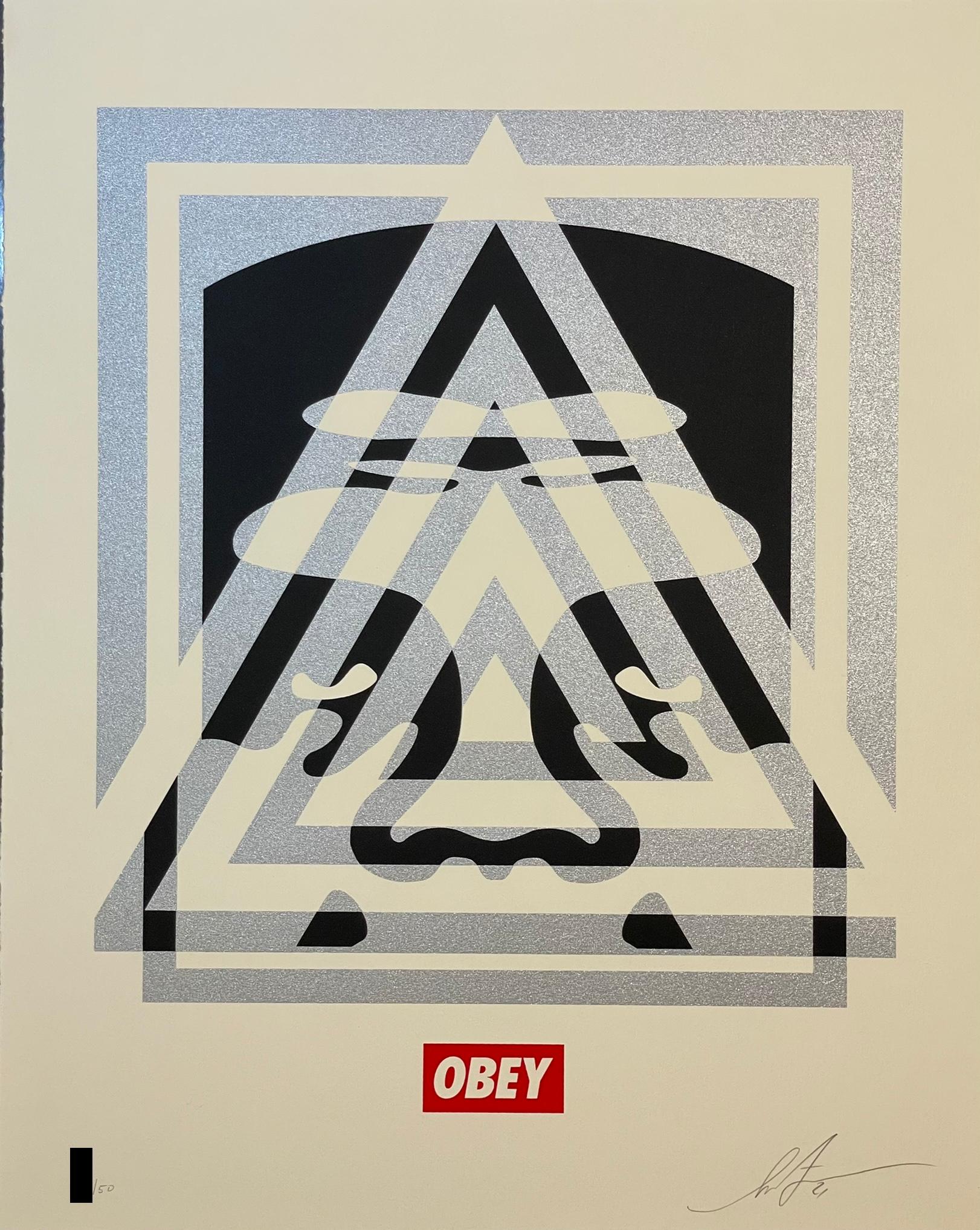 Shepard Fairey Obey Giant Pyramid Top Icon Face Letter Press Screen Print Street