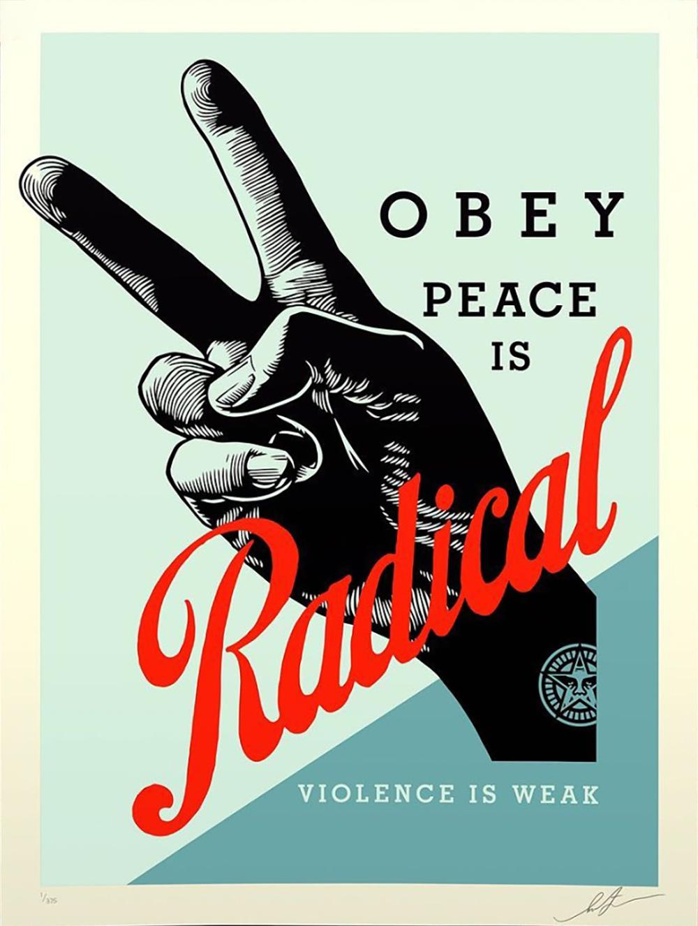 Shepard Fairey - Obey Giant - Radical Peace - Blue Edition -Urban Street Art 