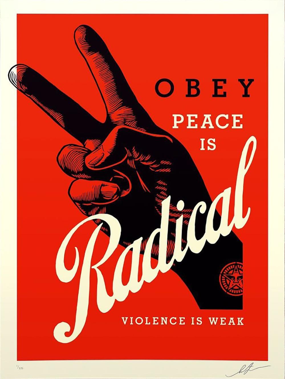 Shepard Fairey - Obey Giant - Radical Peace - Red Edition -Urban Street Art 