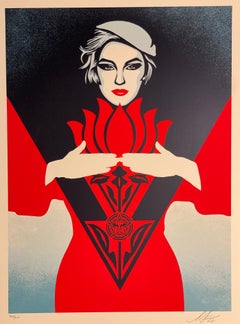 Shepard Fairey "Obey Noir Deco Woman In Red" Screenprint Contemporary Art 