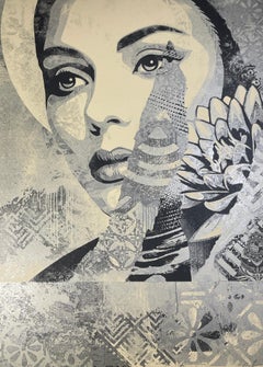 Shepard Fairey « One Earth » sérigraphie argentée Street Contemporary Obey