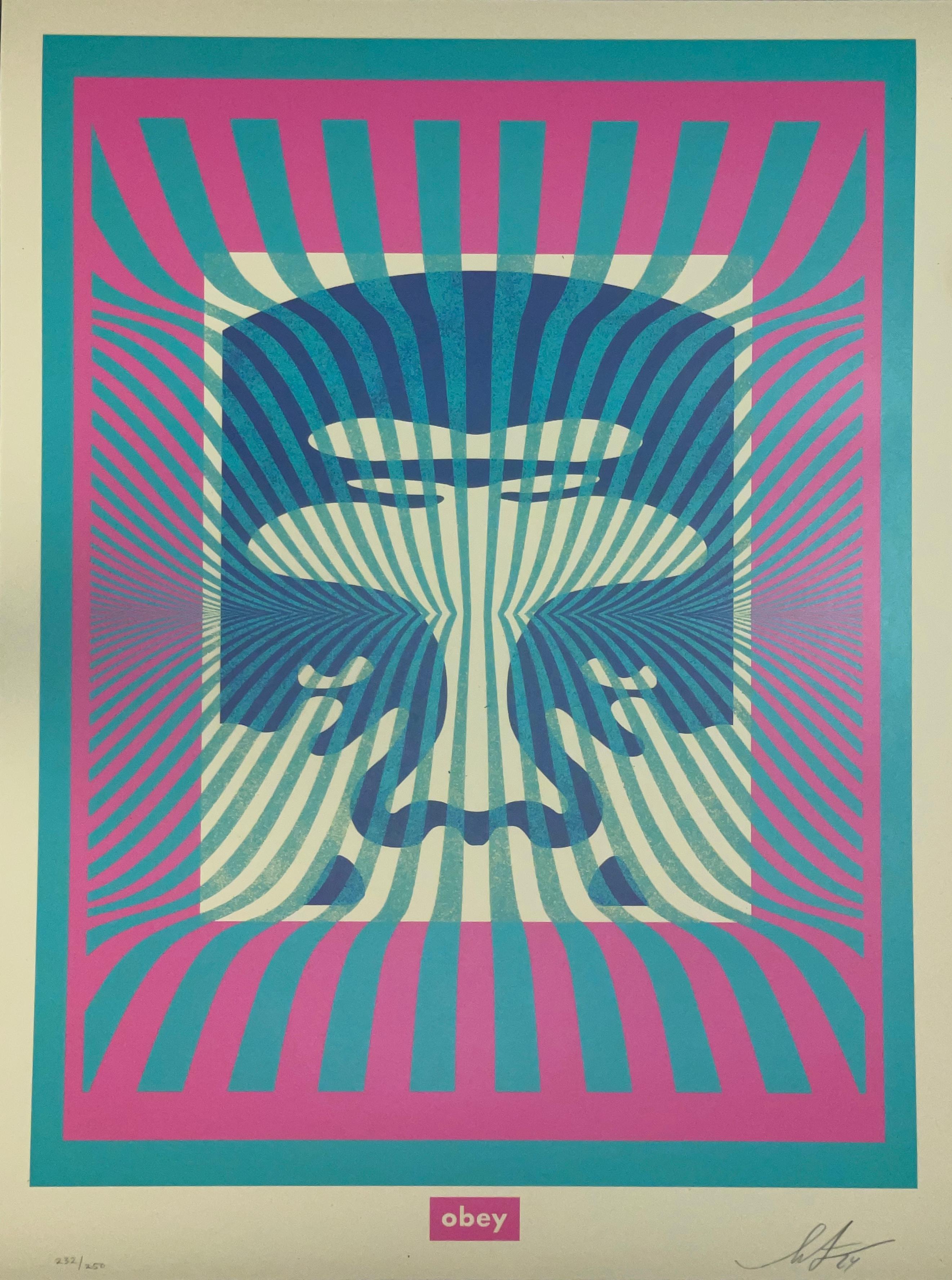 Shepard Fairey Opt- Art Icon Serigrafia Aqua Street Art Contemporanea Obey Giant