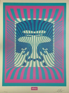 Shepard Fairey Opt- Art Icon Serigrafia Aqua Street Art Contemporanea Obey Giant