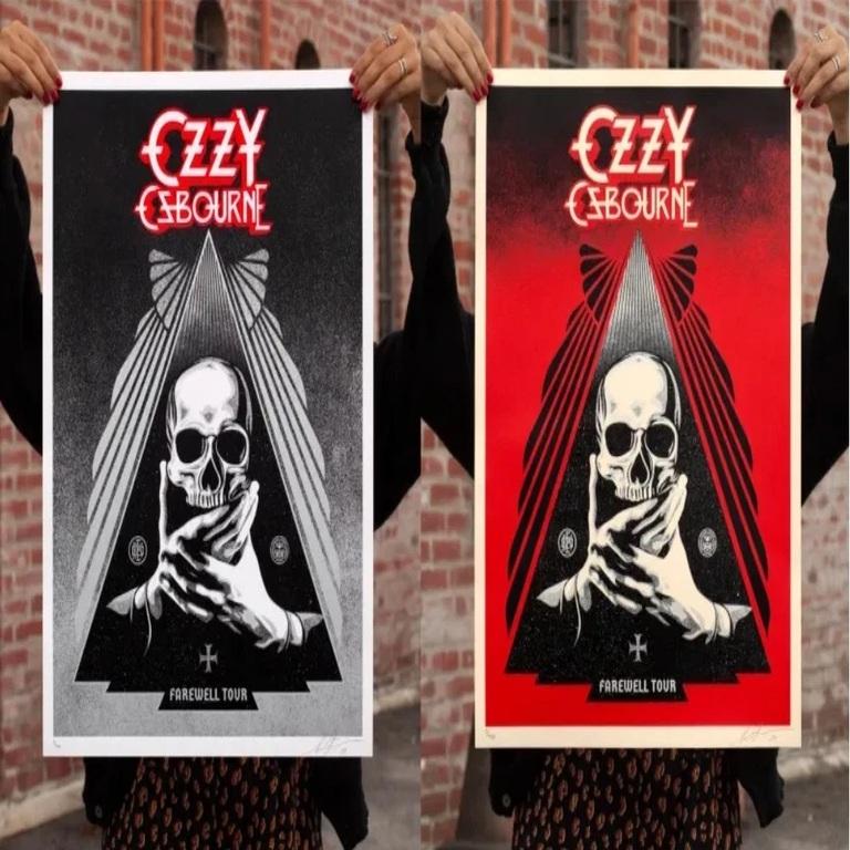 Shepard Fairey Ozzy Ozbourne Farewell Tour SET Red, Silver Obey Giant Contempora