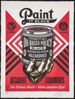 Used Shepard Fairey "Paint It Black" Letterpress Edition Contemporary Rolling Stones