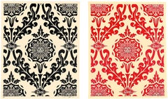 Shepard Fairey Parlor Pattern, Artist Proof 2 Screenprints Matching Set, Signed
