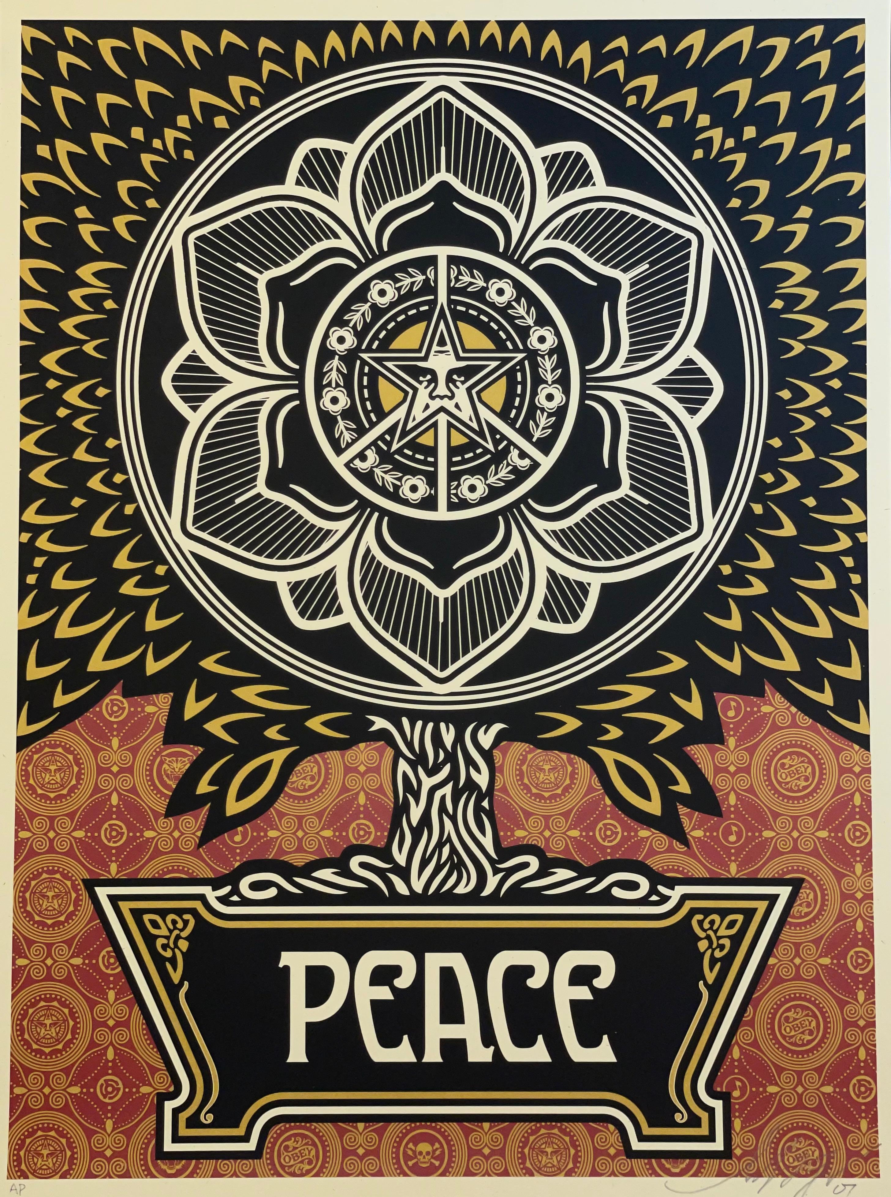  Shepard Fairey Peace Tree Golden Edition Artist Proof Rare Street Art 2007  For Sale 3