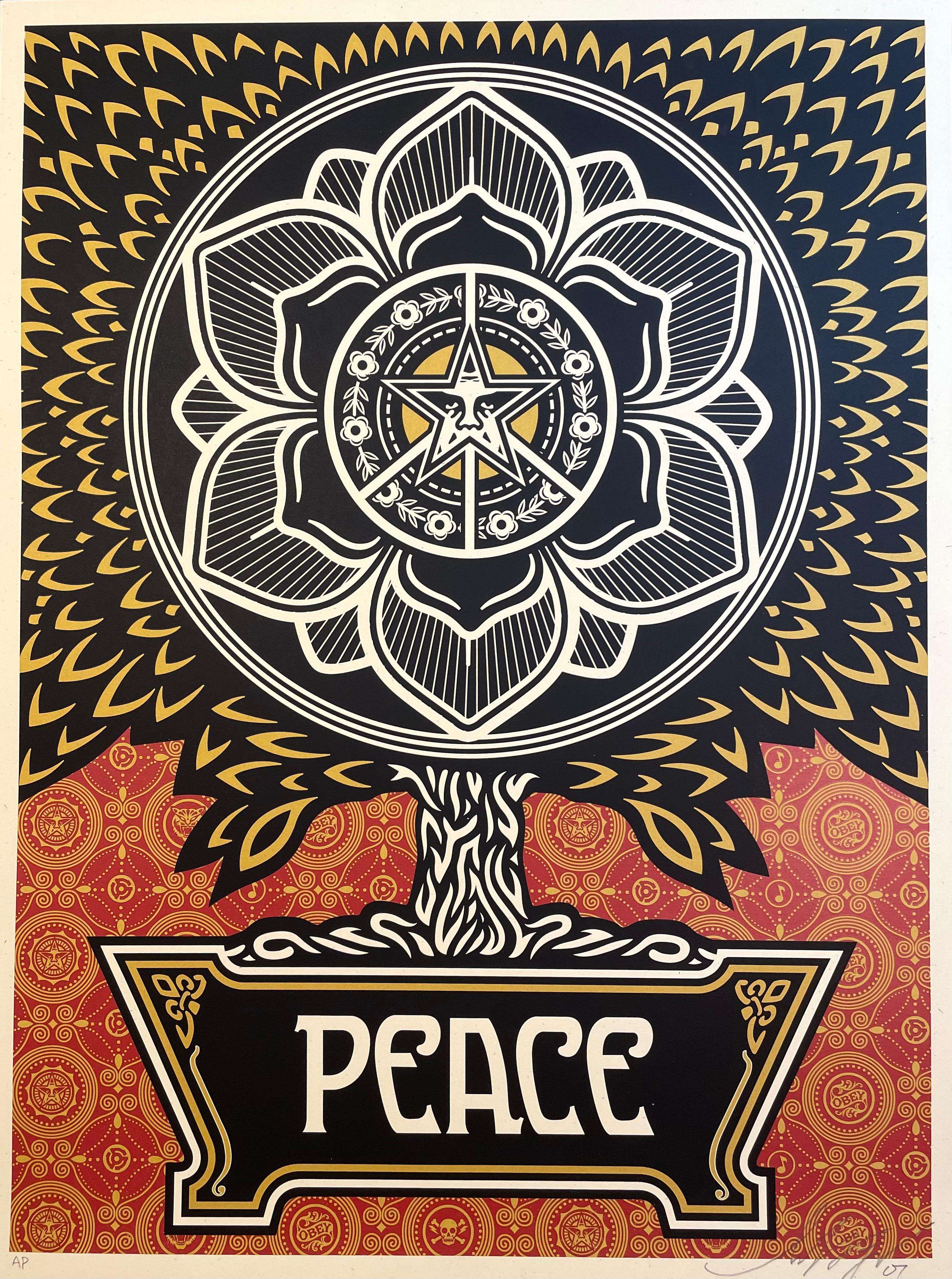 Shepard Fairey Friedensbaum Goldene Auflage Künstler Proof 2007
