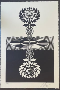 Shepard Fairey "Post Punk - Flower Letterpress Matching Numbered Diptych