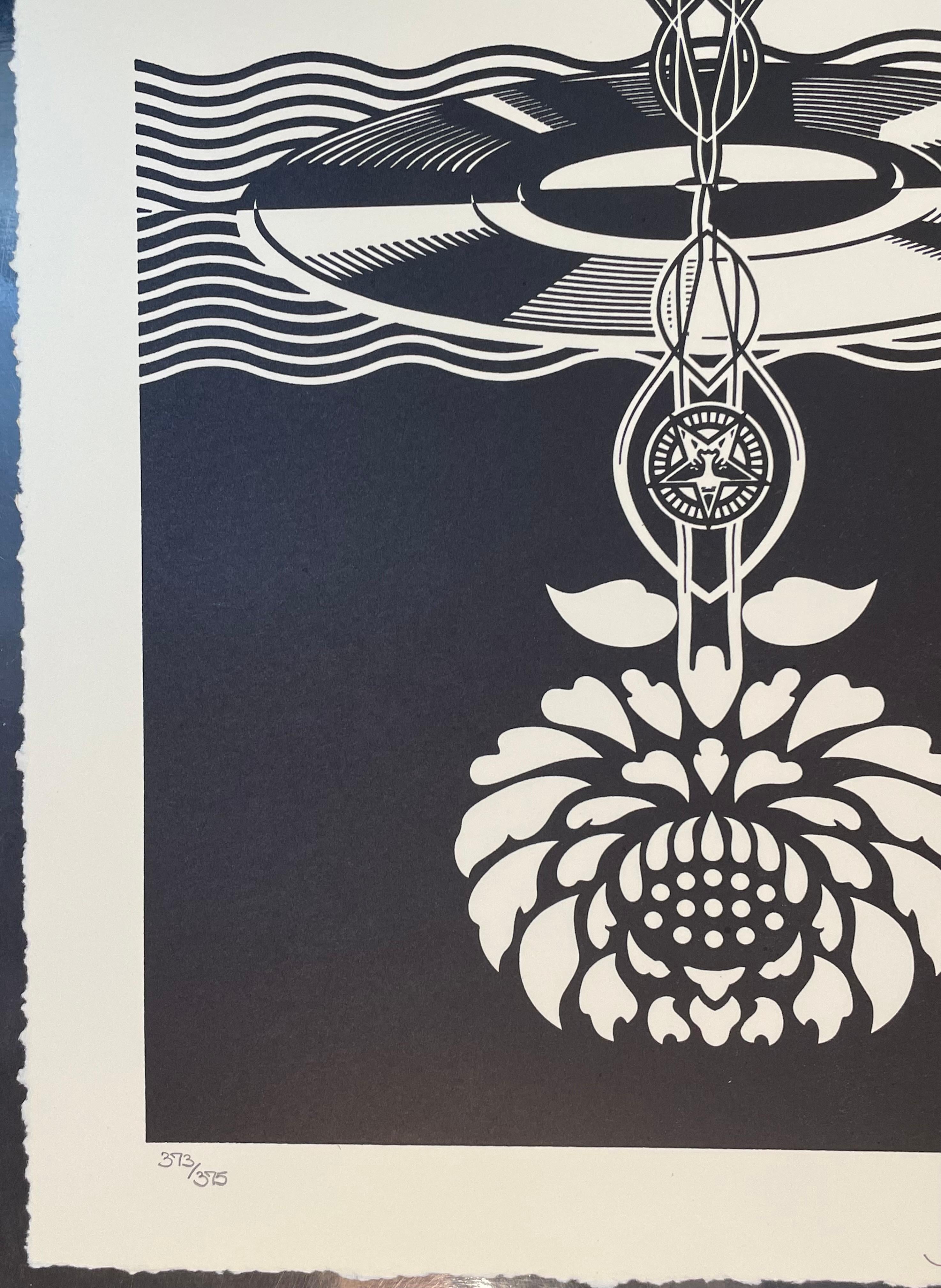 Shepard Fairey « Post Punk - Fleur Letterpress - Diptyque numéroté assorti   en vente 4