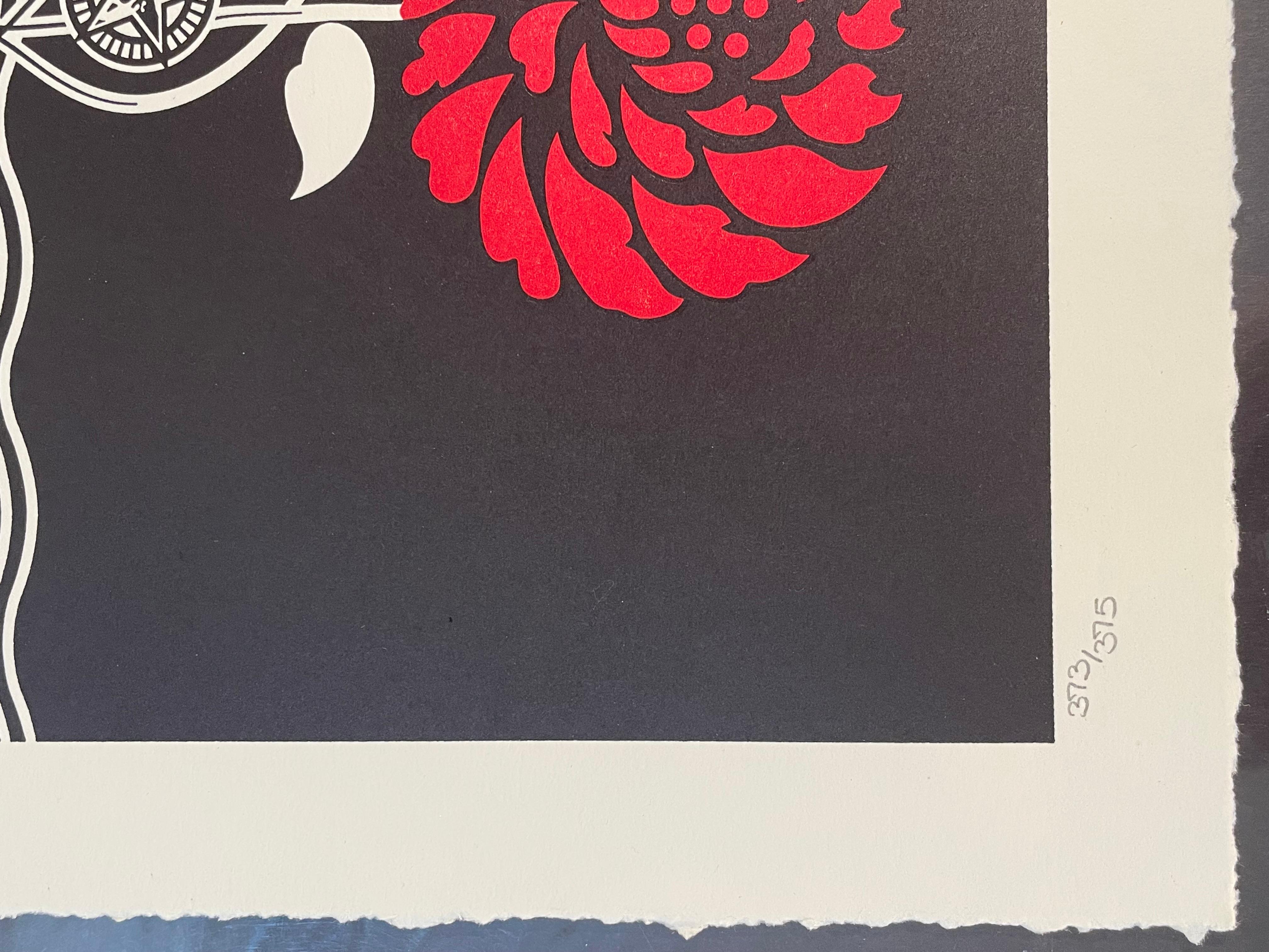Shepard Fairey « Post Punk - Fleur Letterpress - Diptyque numéroté assorti   en vente 6