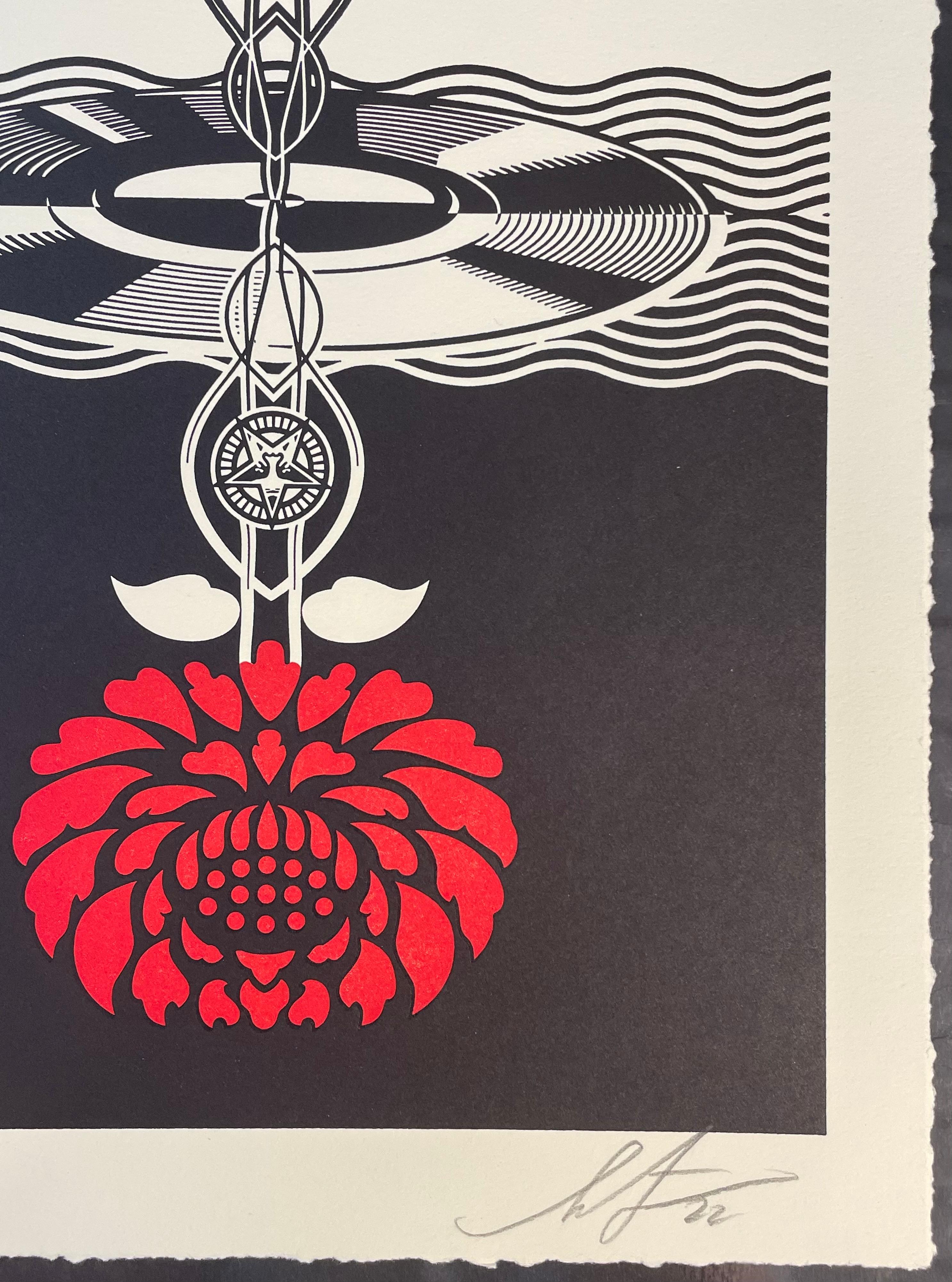 Shepard Fairey « Post Punk - Fleur Letterpress - Diptyque numéroté assorti   en vente 7