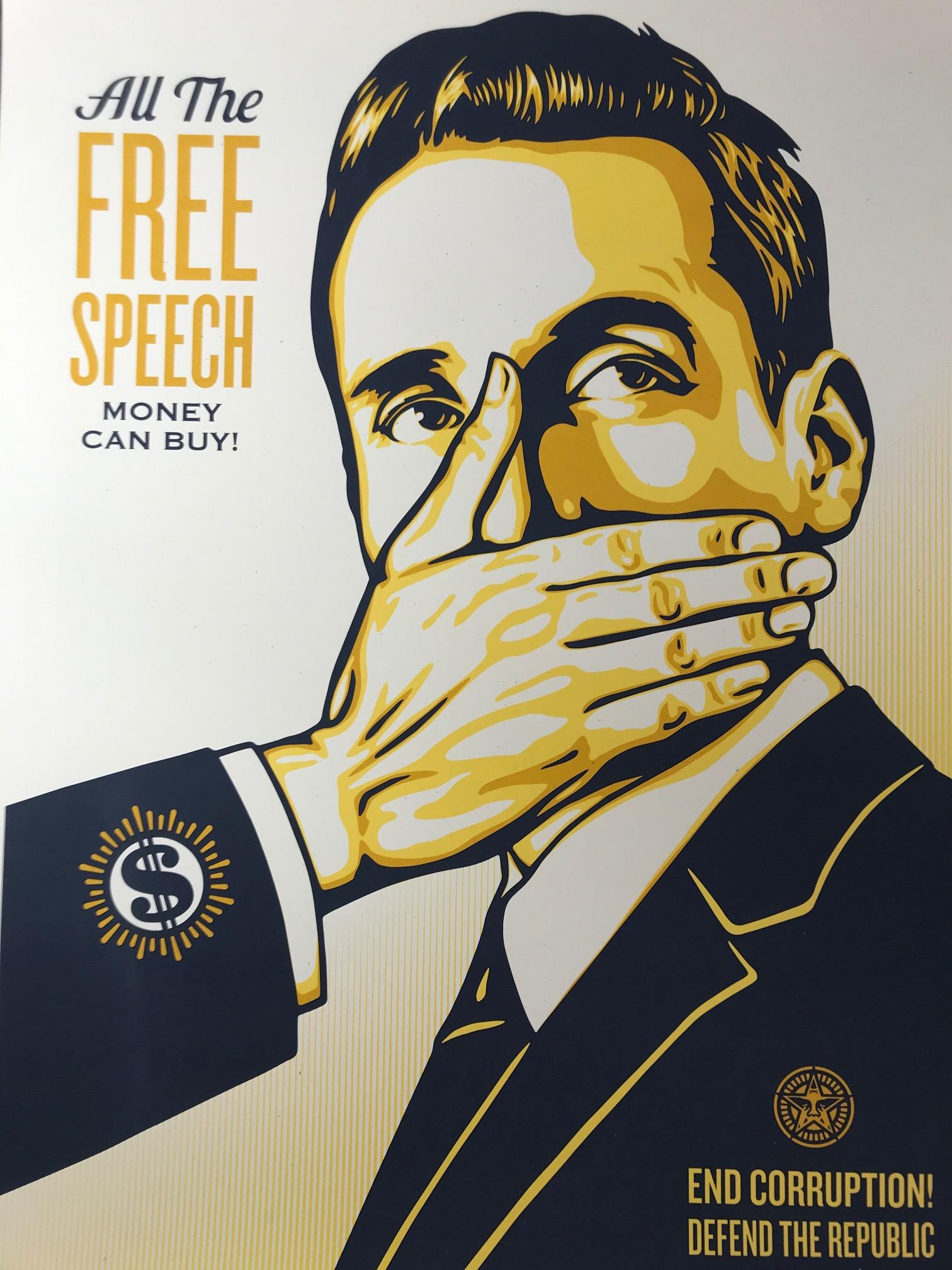 Shepard Fairey Print All The Free Speech Geld kann man kaufen 2016 Street Art Pop Art im Angebot 3