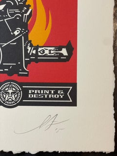 Shepard Fairey Print & Destroy Letterpress Print Contemporary Street Art, 2015