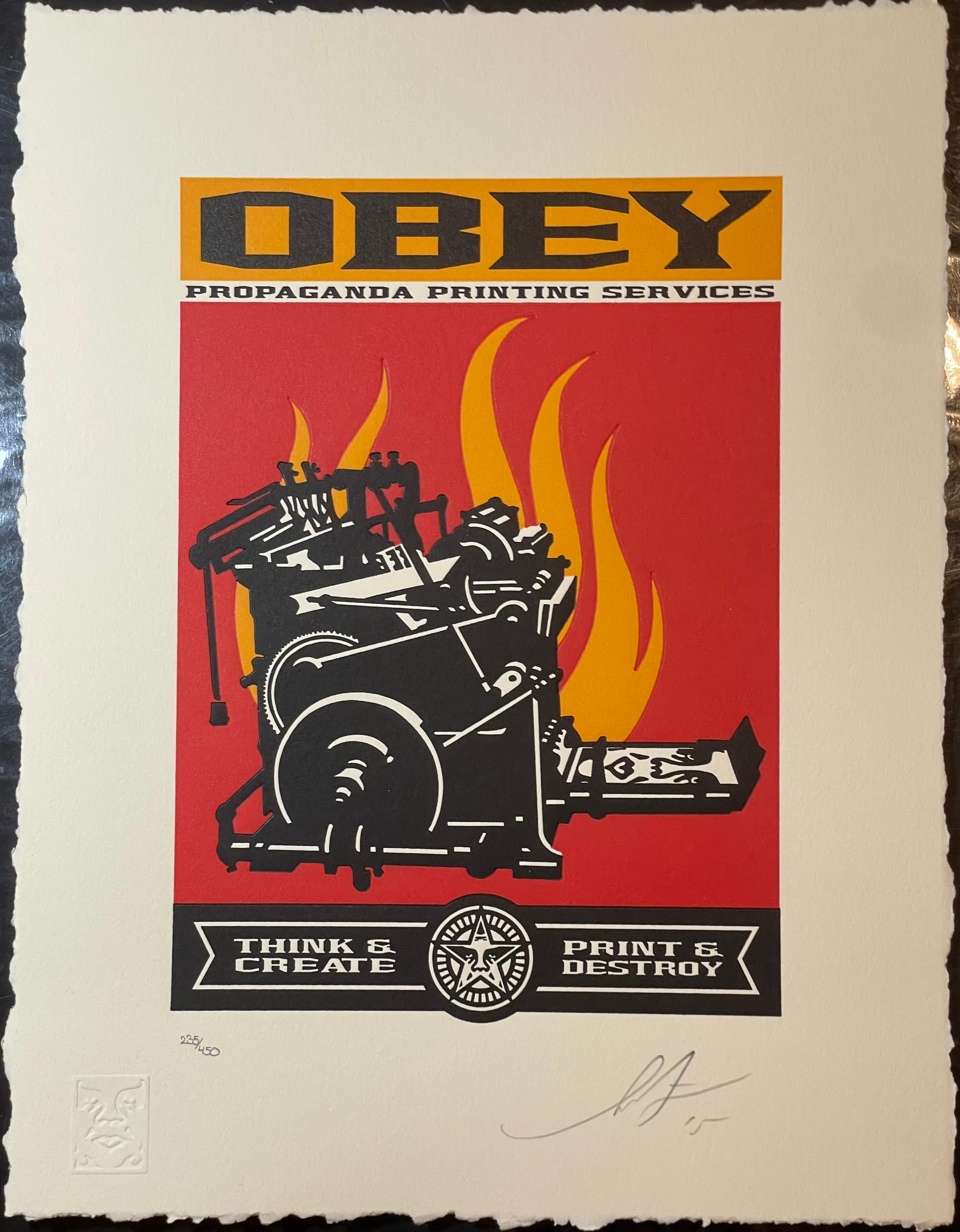 Shepard Fairey Print & Destroy Letterpress Print Contemporary Street Art, 2015