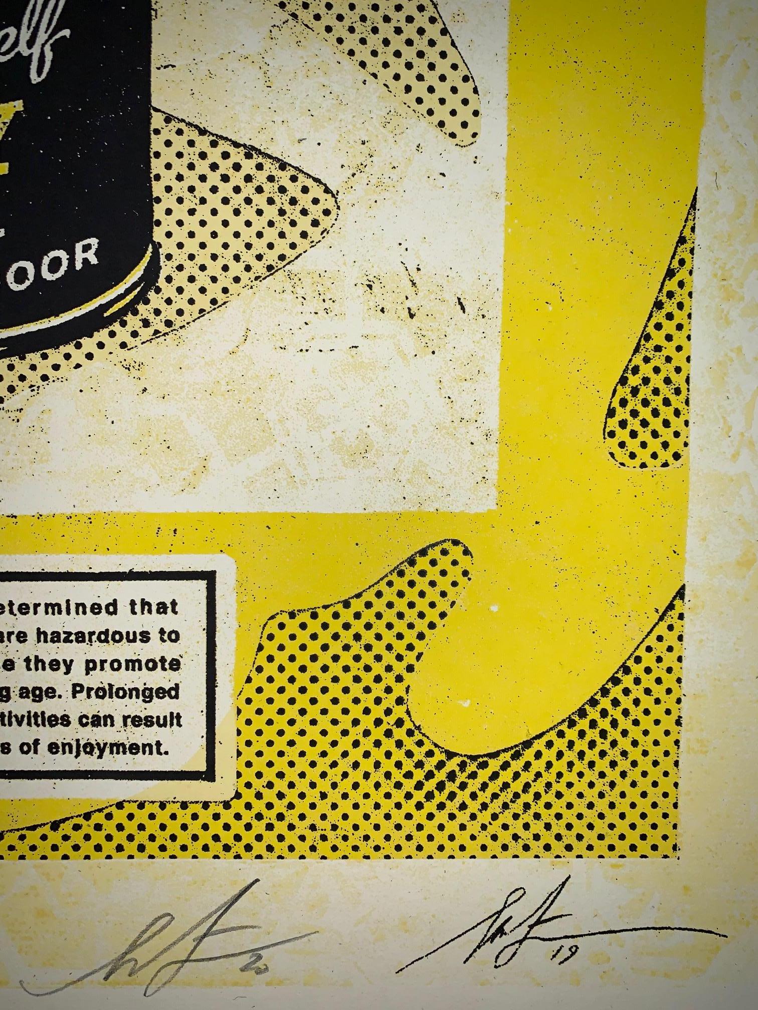 Shepard Fairey Druck „Warnung Addictive“ Sprühdruck Siebdruck Pop Art Street im Angebot 2