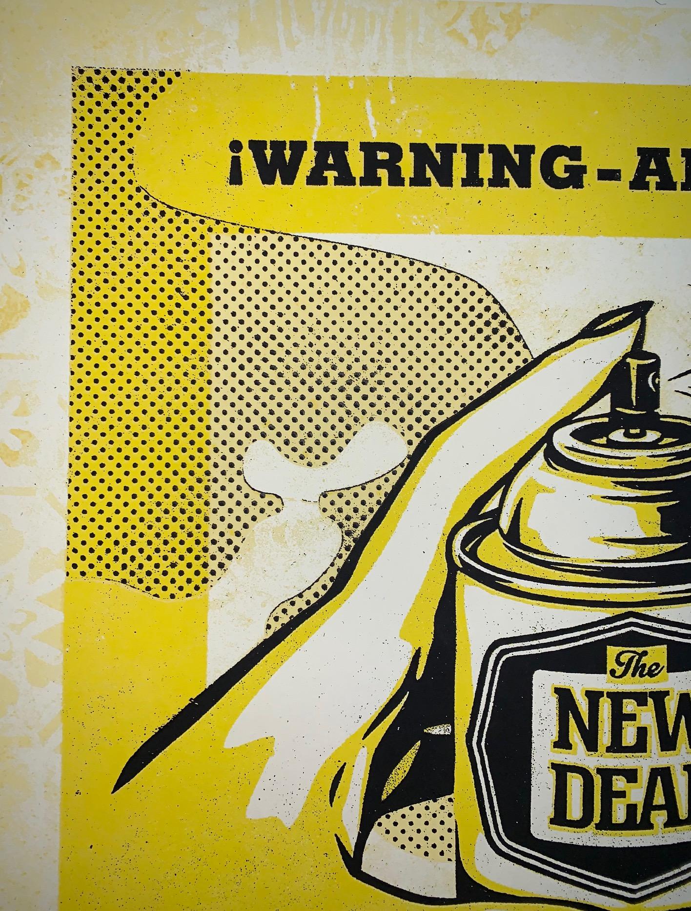 Shepard Fairey Druck „Warnung Addictive“ Sprühdruck Siebdruck Pop Art Street im Angebot 3