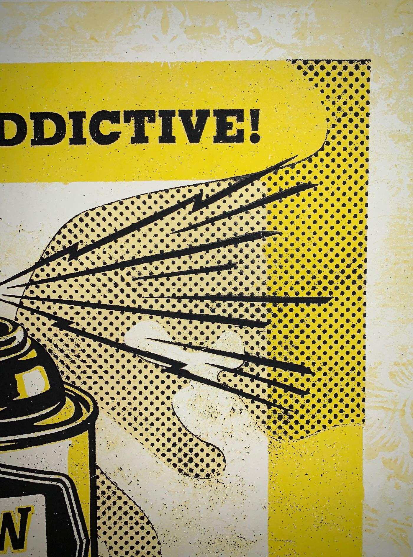 Shepard Fairey Druck „Warnung Addictive“ Sprühdruck Siebdruck Pop Art Street im Angebot 4