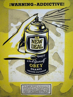 Shepard Fairey Print "Warning Addictive" Spray Print Screen Print Pop Art Street