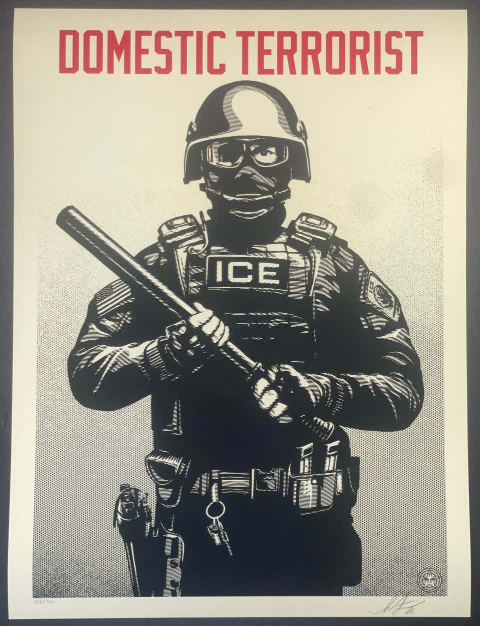 Shepard Fairey Projection Mirror: Domestic Terrorist ICE Fine Art Screenprint