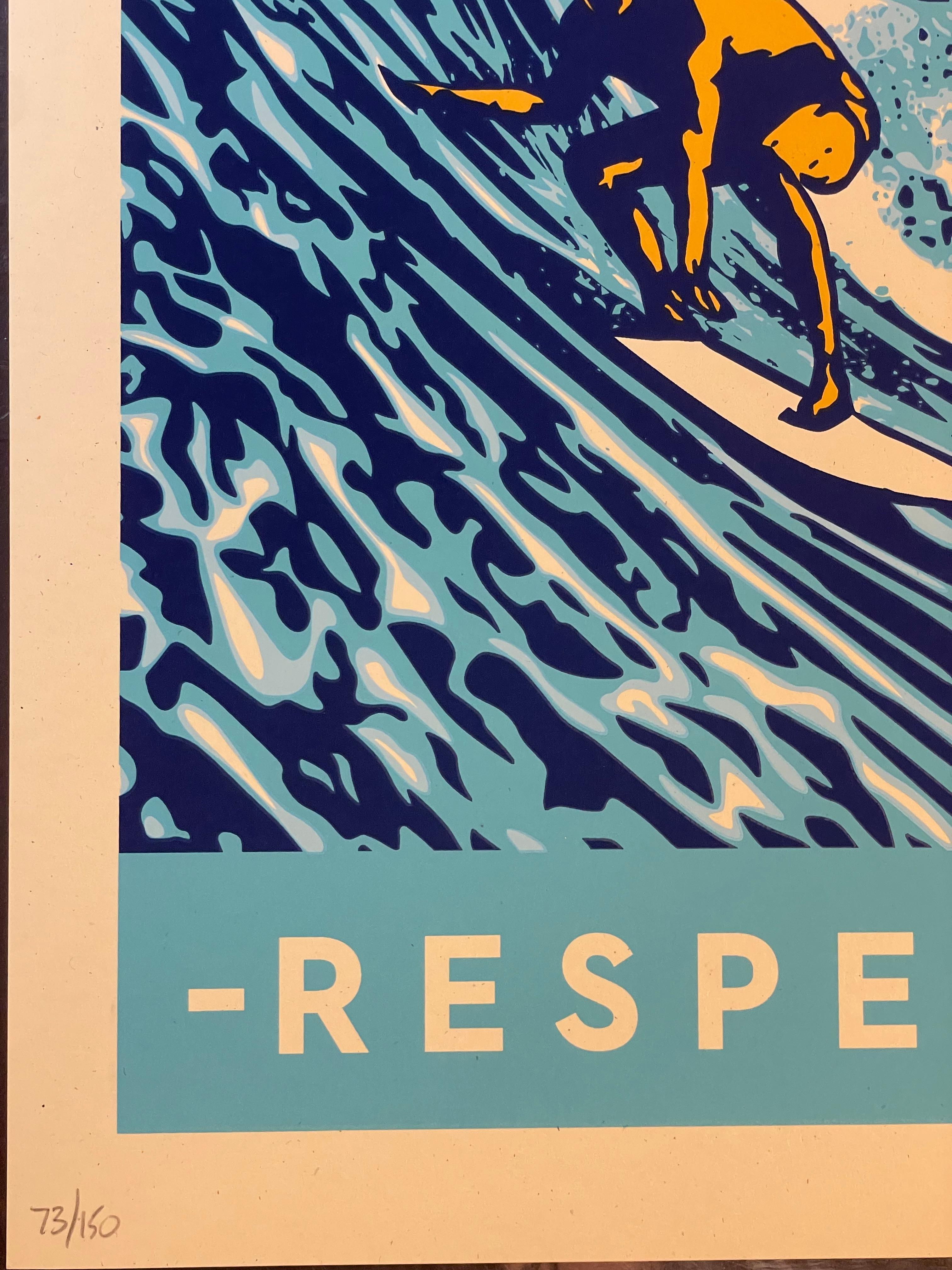 Paravent « Respect Our Ocean » de Shepard Fairey, sérigraphie de la collaboration entre Pacifico Beer et Urban en vente 4
