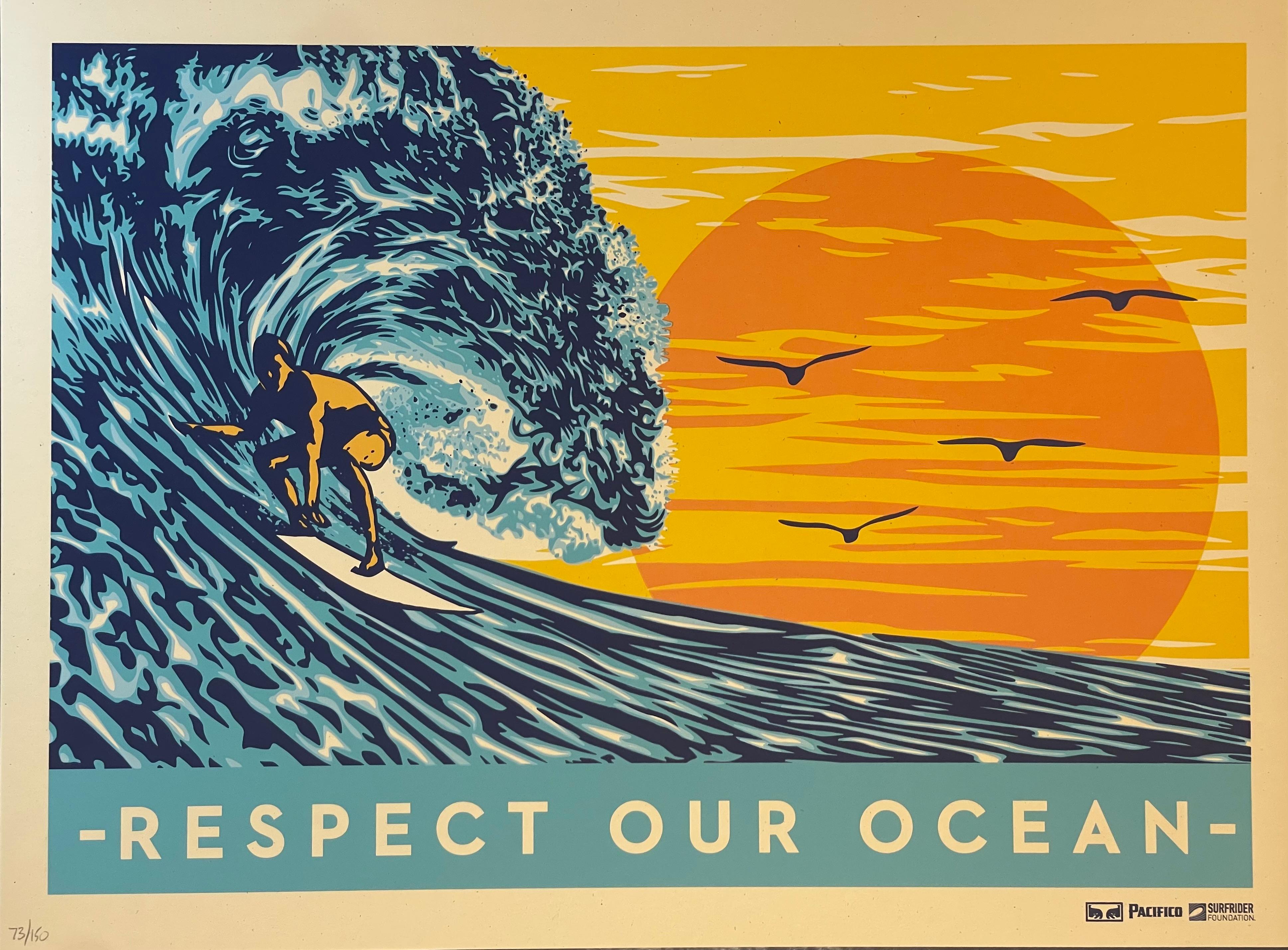 Siebdruck "Respect Our Ocean" von Shepard Fairey, Pacifico Beer Collaboration Urban