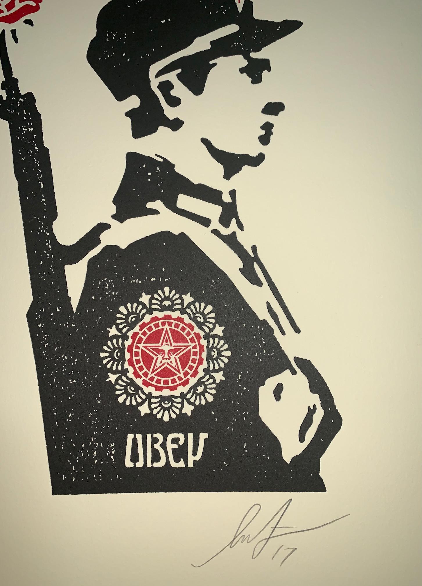 Shepard Fairey Rose Soldier Edizione Letterpress 2017 Obey Giant Mint in vendita 1