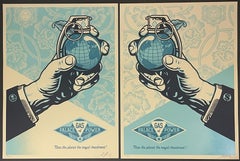 Shepard Fairey Royal Treatment Diptychon Geld & Schädel Drucke Zeitgenössische Kunst