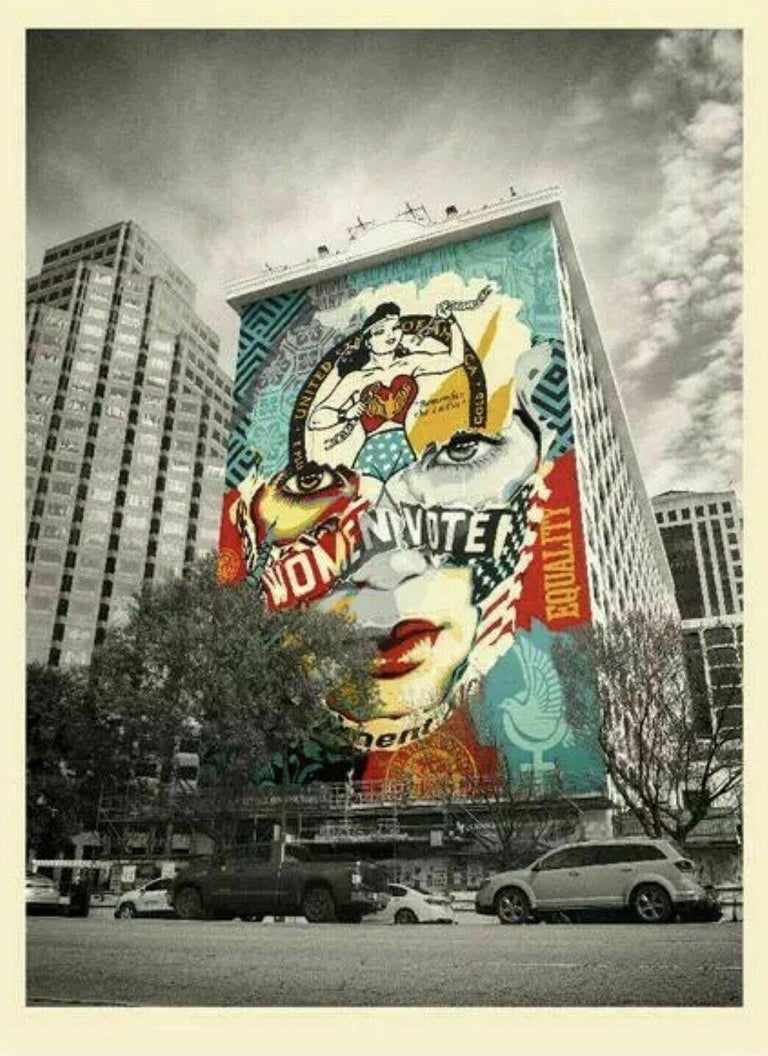 The Beauty of Liberty and Equality mural by Shepard Fairey and Sandra Chevrier on the LINE Hotel in Austin