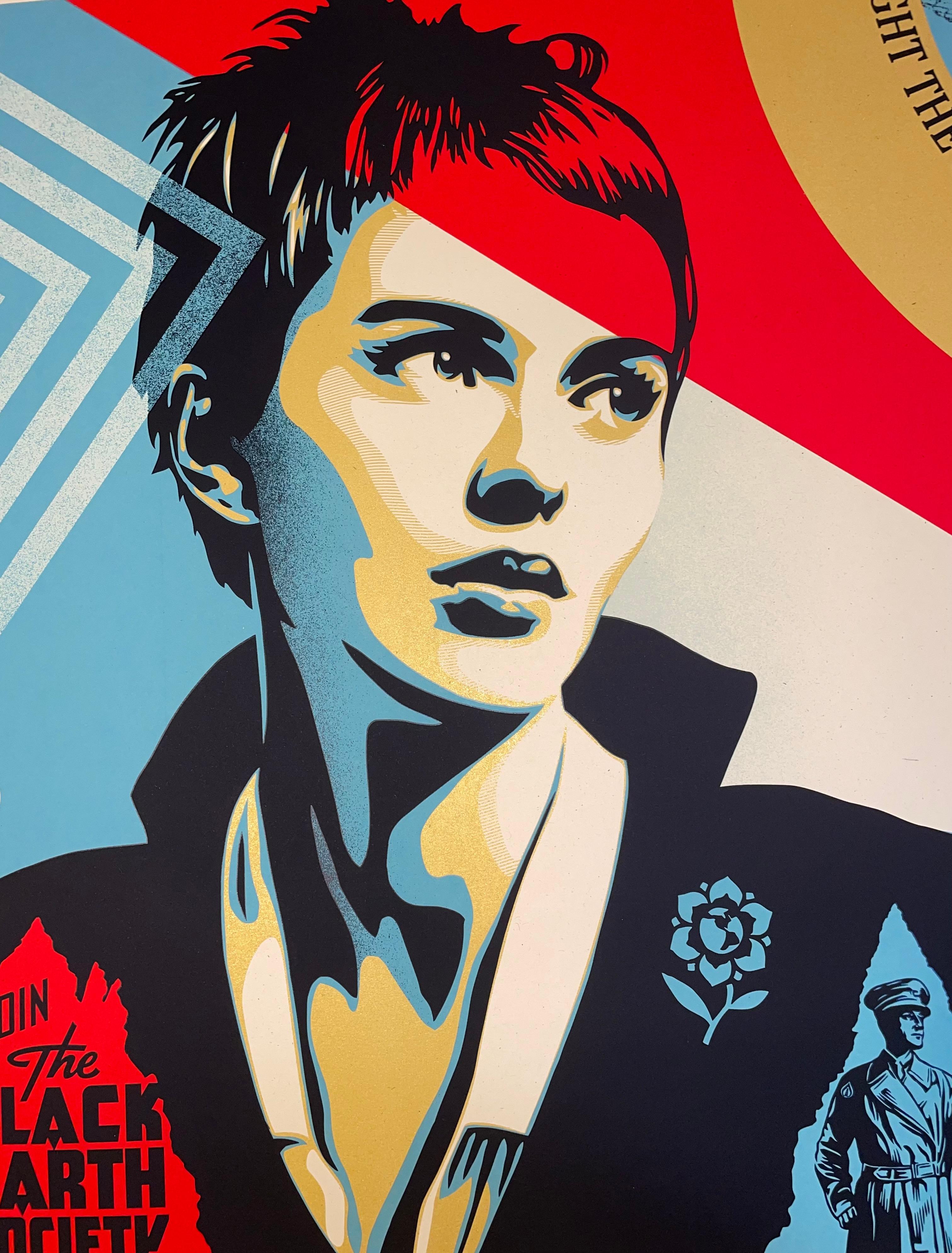 Shepard Fairey Screen Print Black Earth Society Street Contemporary Art Gold Ink 1