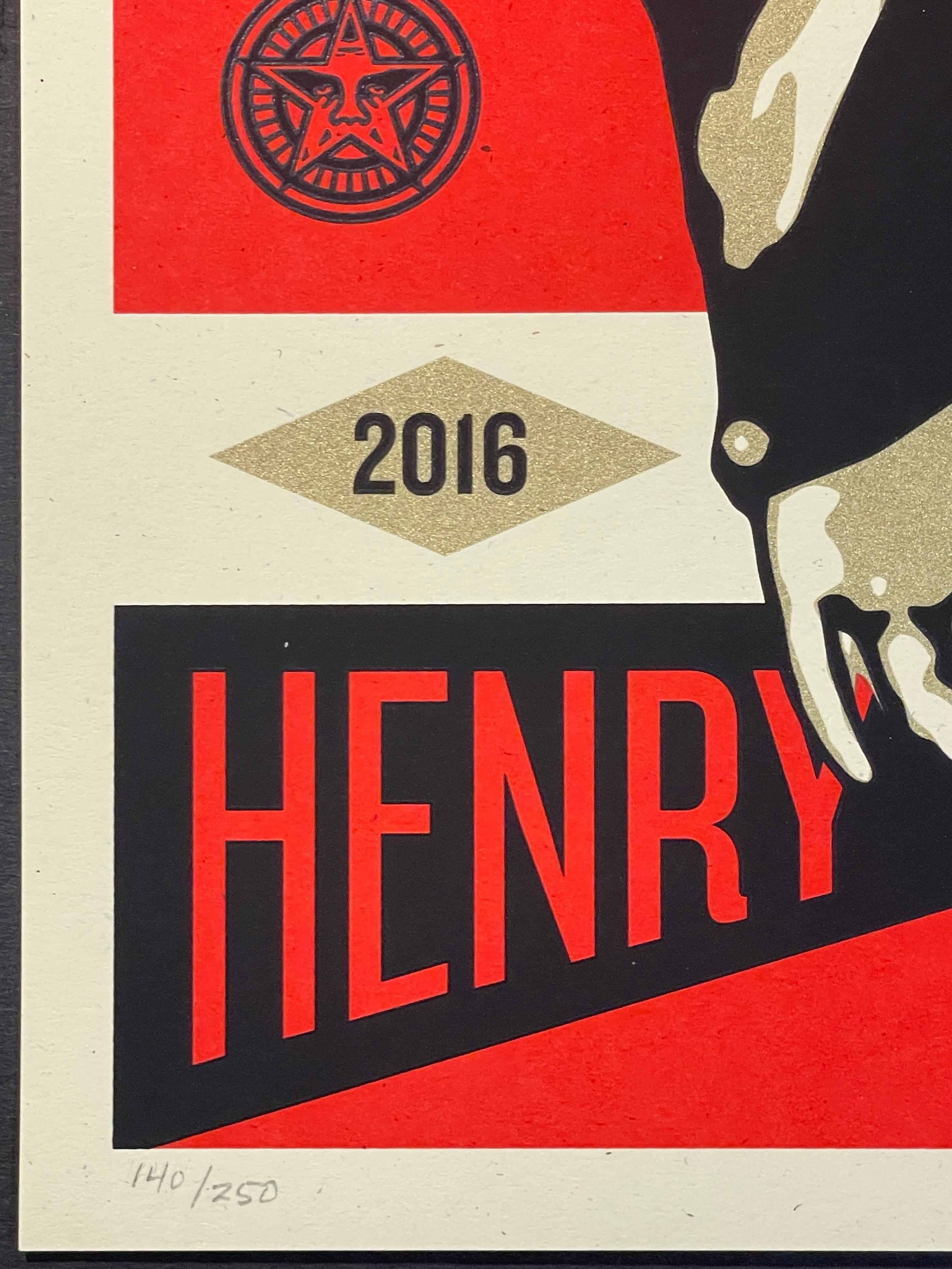 Shepard Fairey Screenprint Henry Rollins Tour Signed & Numbered Gold Metallic For Sale 2