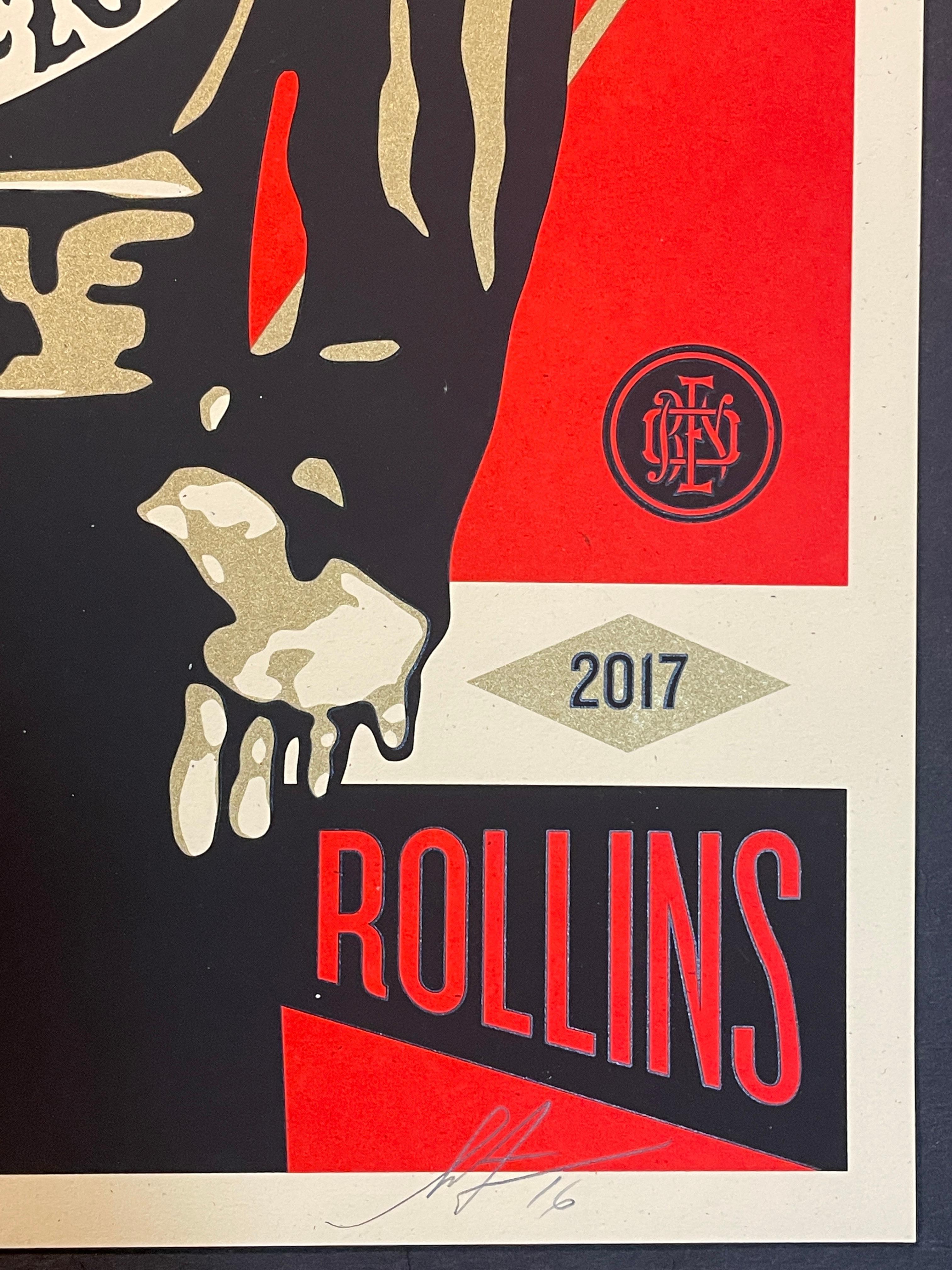Shepard Fairey Screenprint Henry Rollins Tour Signed & Numbered Gold Metallic For Sale 3