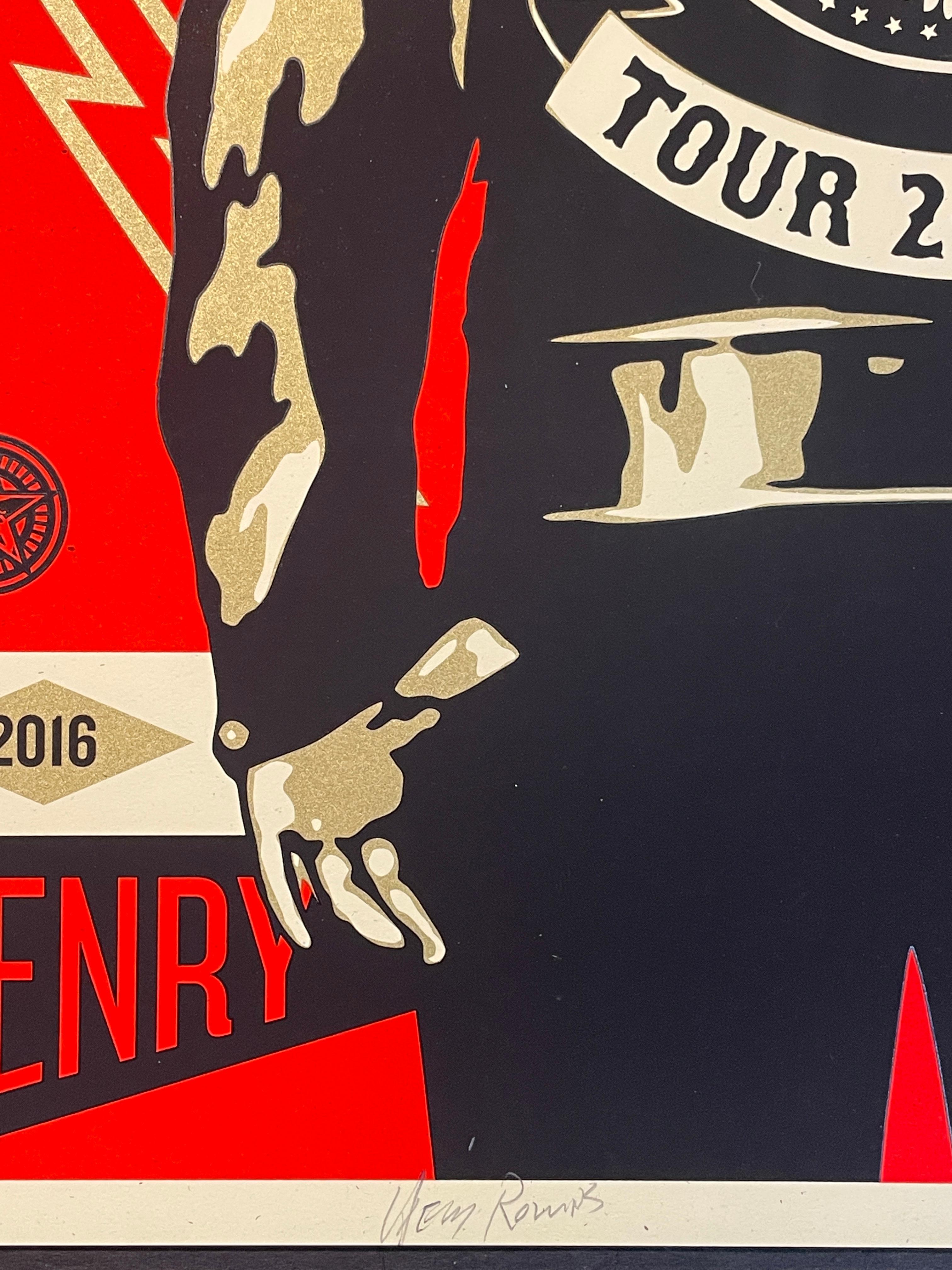Shepard Fairey Screenprint Henry Rollins Tour Signed & Numbered Gold Metallic For Sale 4