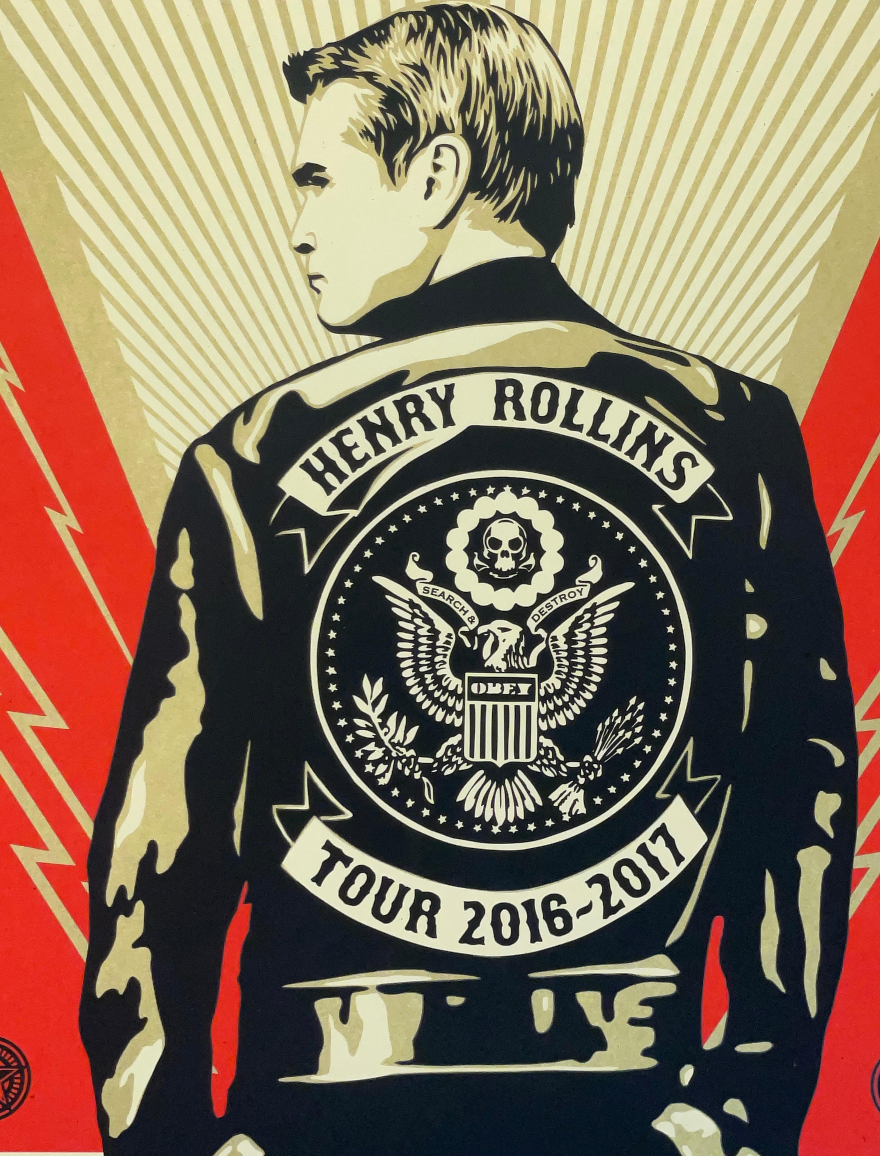 Shepard Fairey Screenprint Henry Rollins Tour Signed & Numbered Gold Metallic For Sale 5