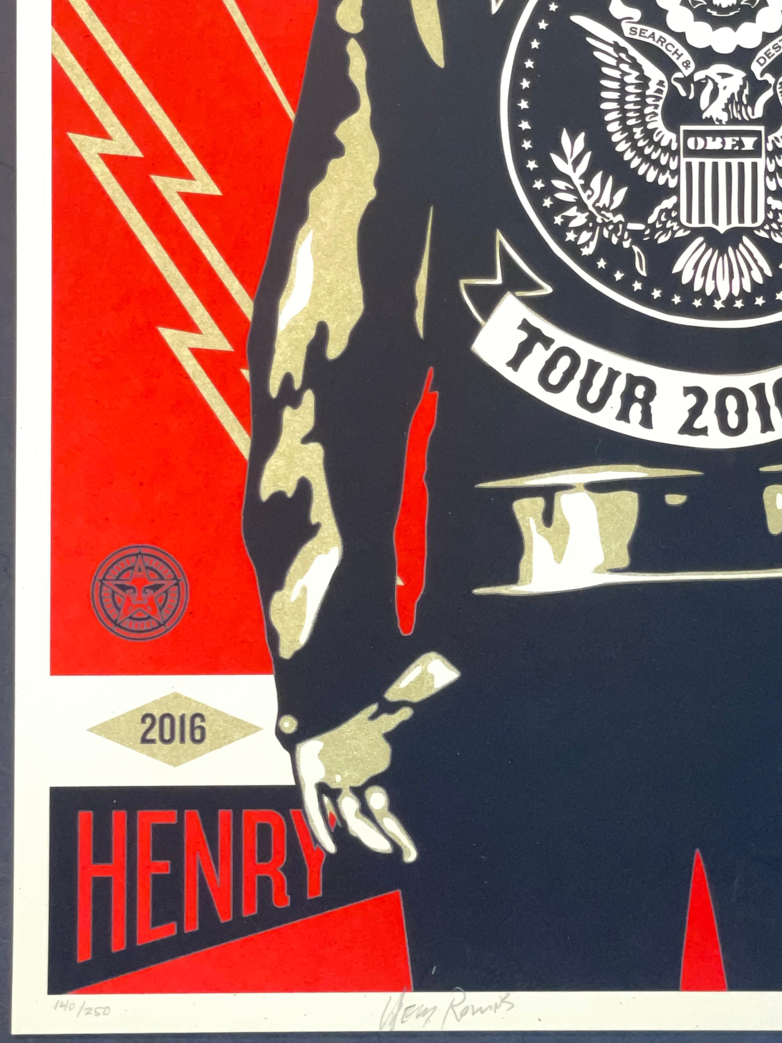 Shepard Fairey Screenprint Henry Rollins Tour Signed & Numbered Gold Metallic For Sale 6