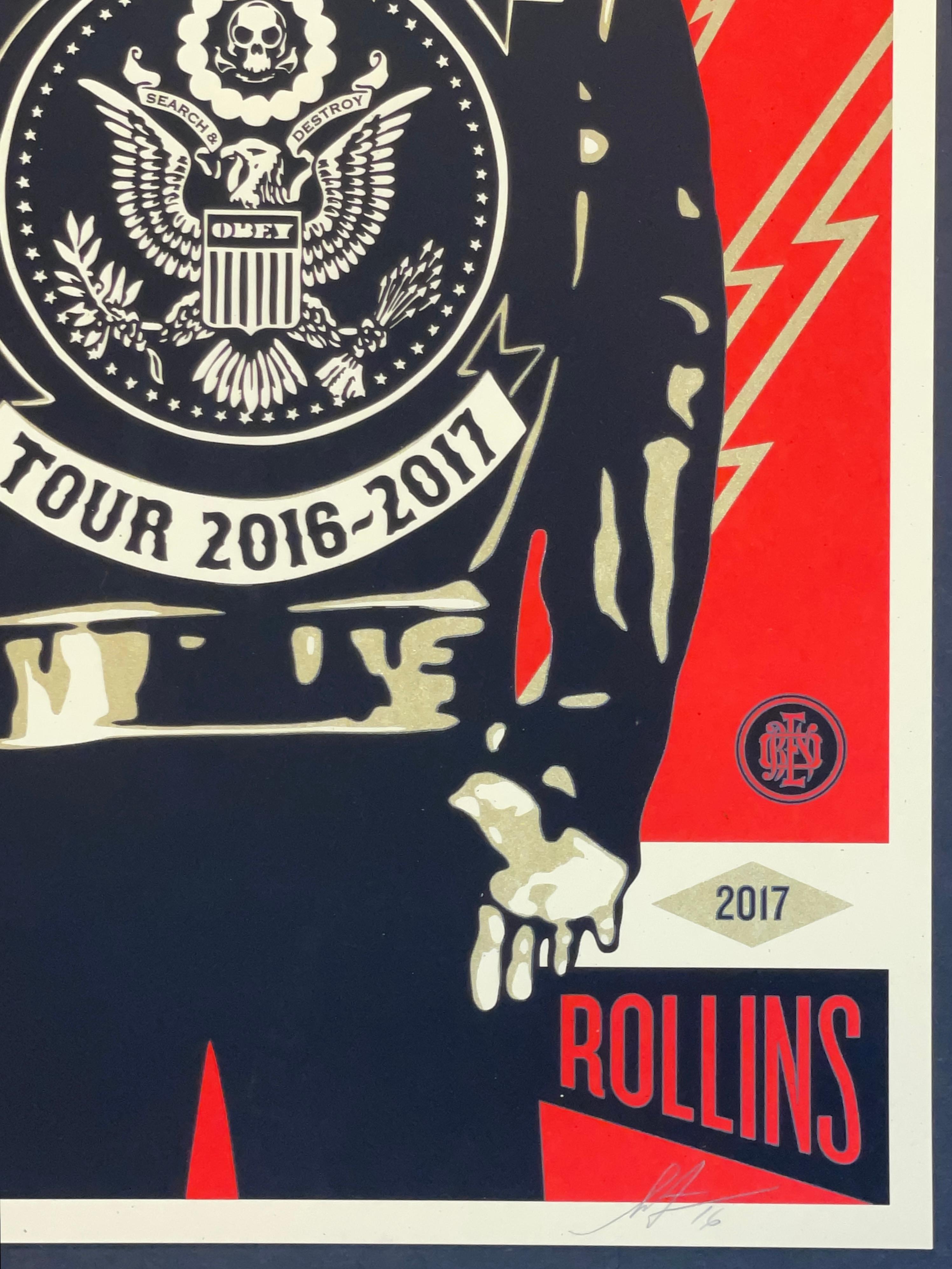 Shepard Fairey Screenprint Henry Rollins Tour Signed & Numbered Gold Metallic For Sale 7